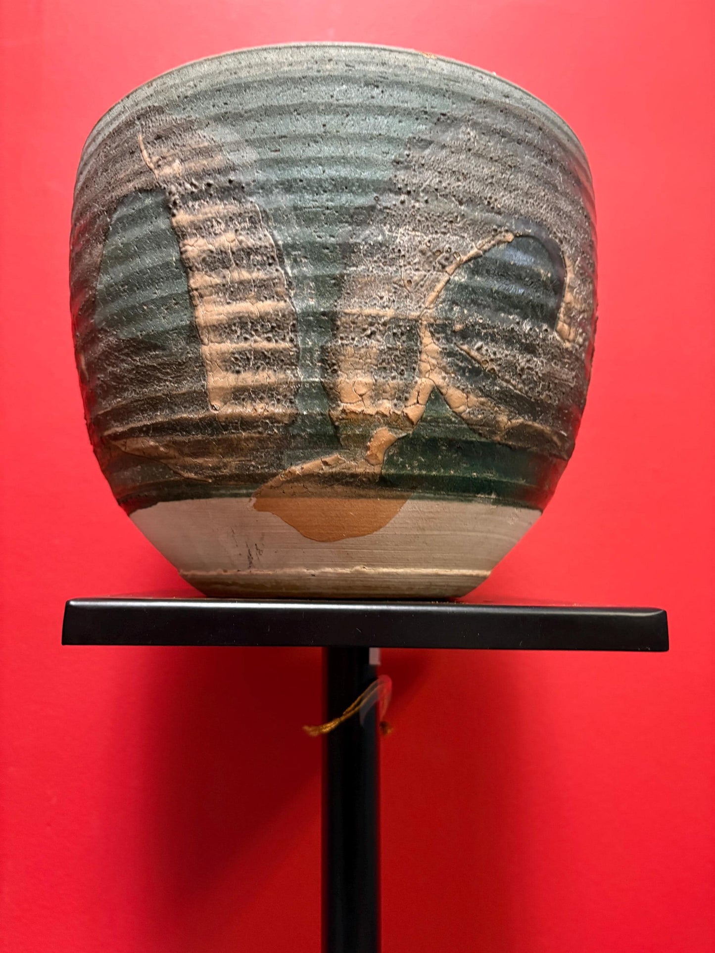 Fantastic 8 inch tall Canadian Walter Dexter handmade studio pottery Raku vase  rare piece  amazing colours  see photos