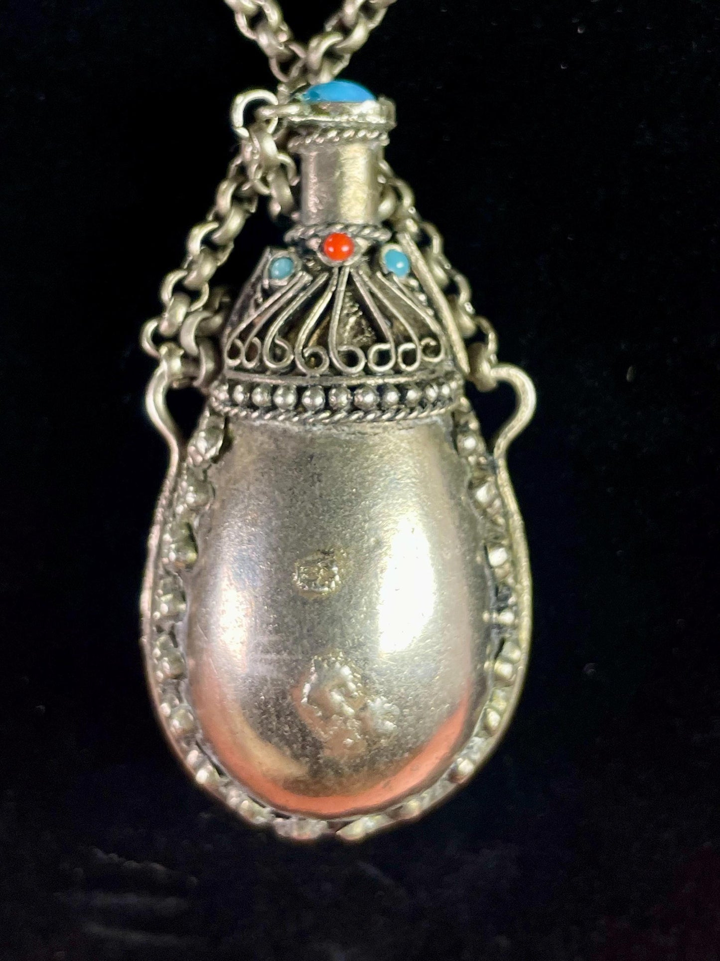 Vintage Beaded Perfume Snuff Bottle Necklace