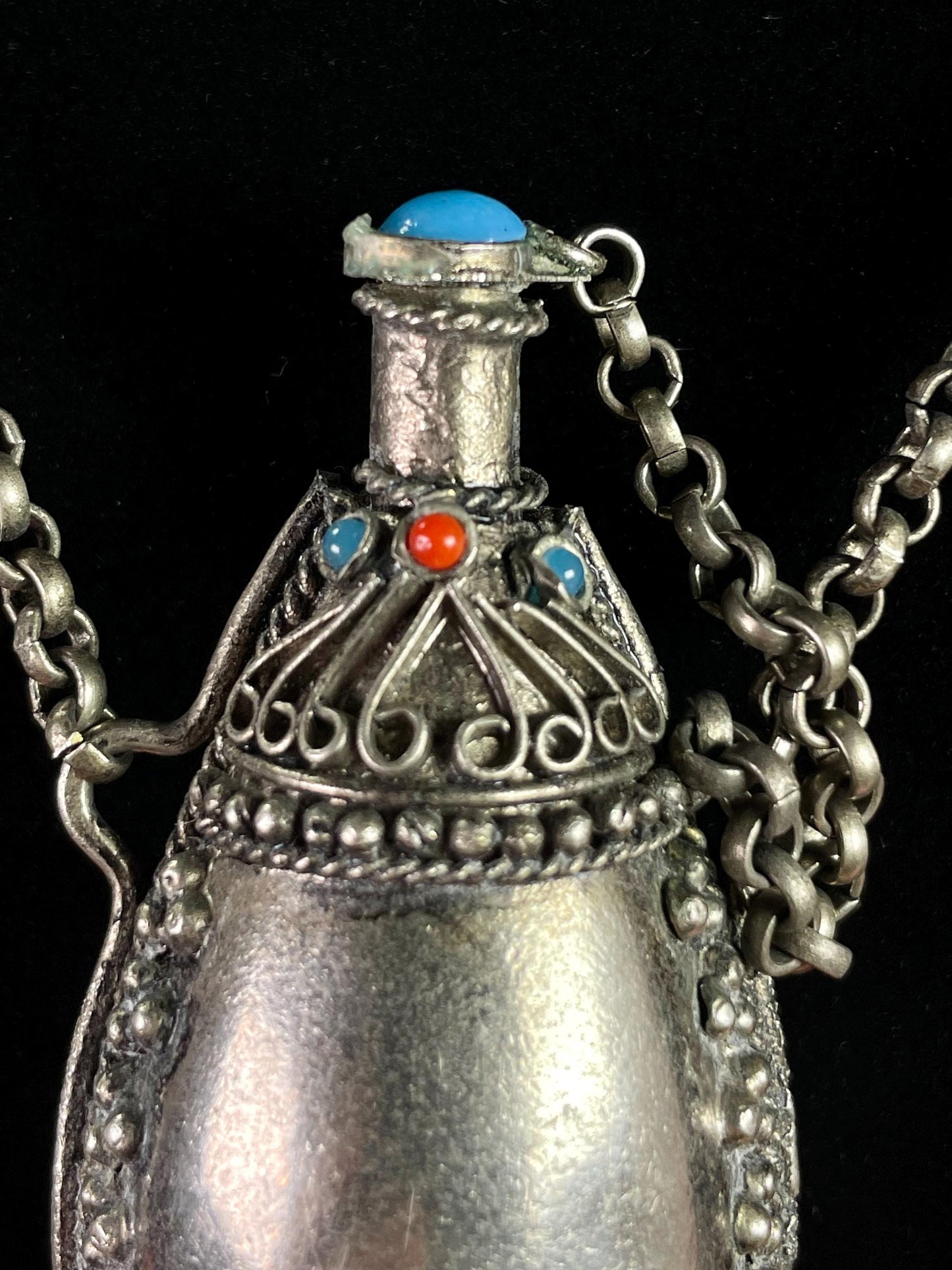 Vintage Beaded Perfume Snuff Bottle Necklace
