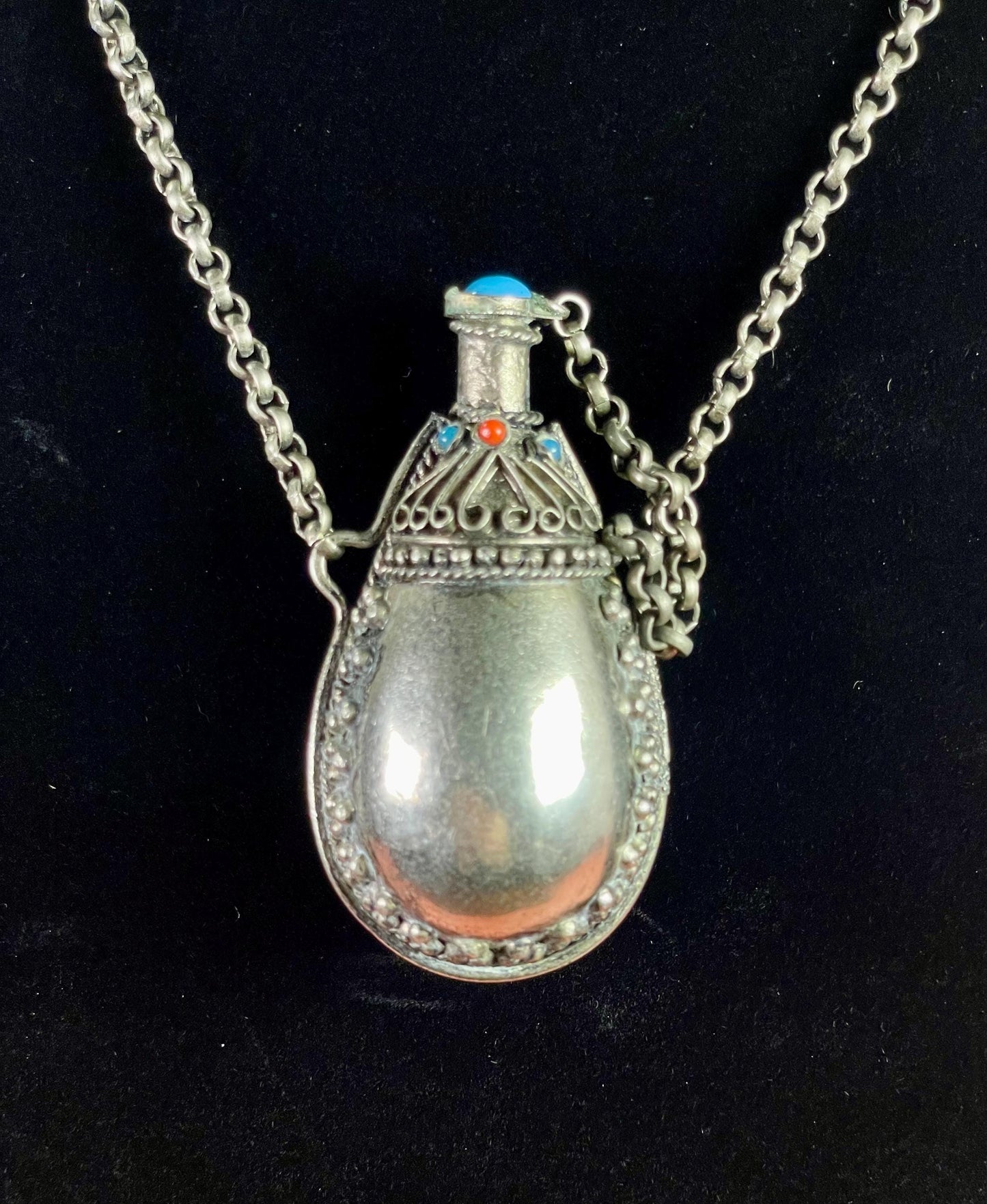 Vintage Beaded Perfume Snuff Bottle Necklace