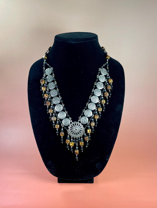 Vintage Style Beaded and Metal Necklace