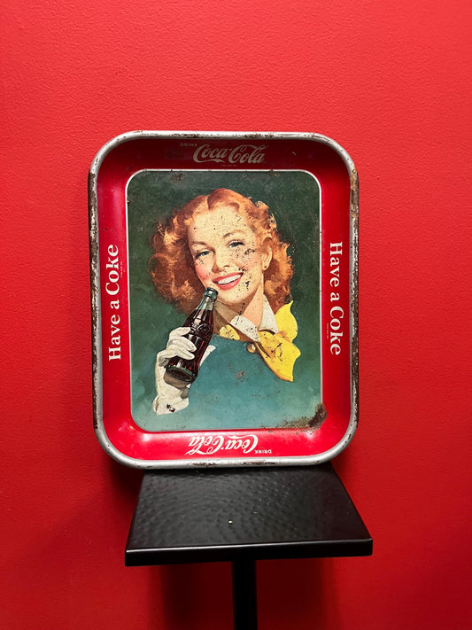 13 x 10 inch antique coke tray in fairly beat up condition  great decor - price reflects