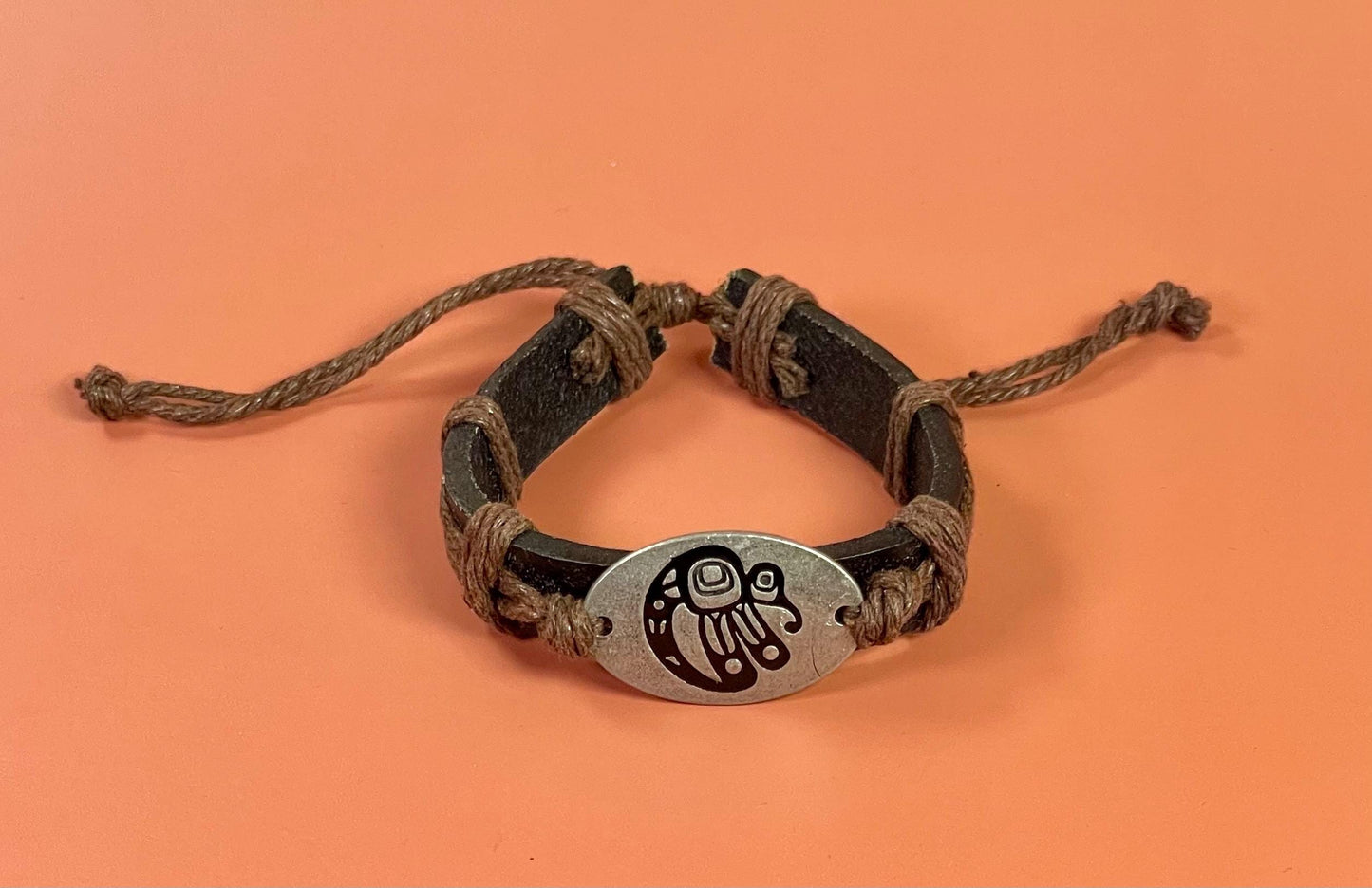 Handcrafted Leather Bracelet with Tribal Eagle Design