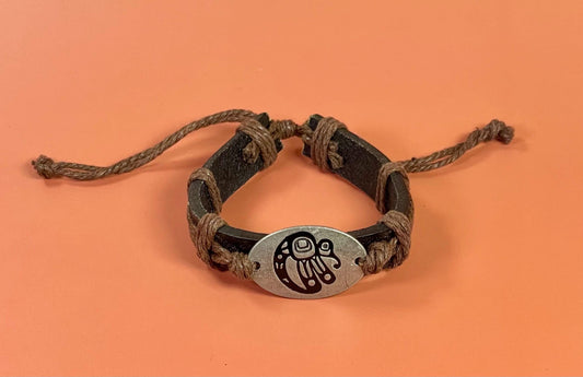 Handcrafted Leather Bracelet with Tribal Eagle Design