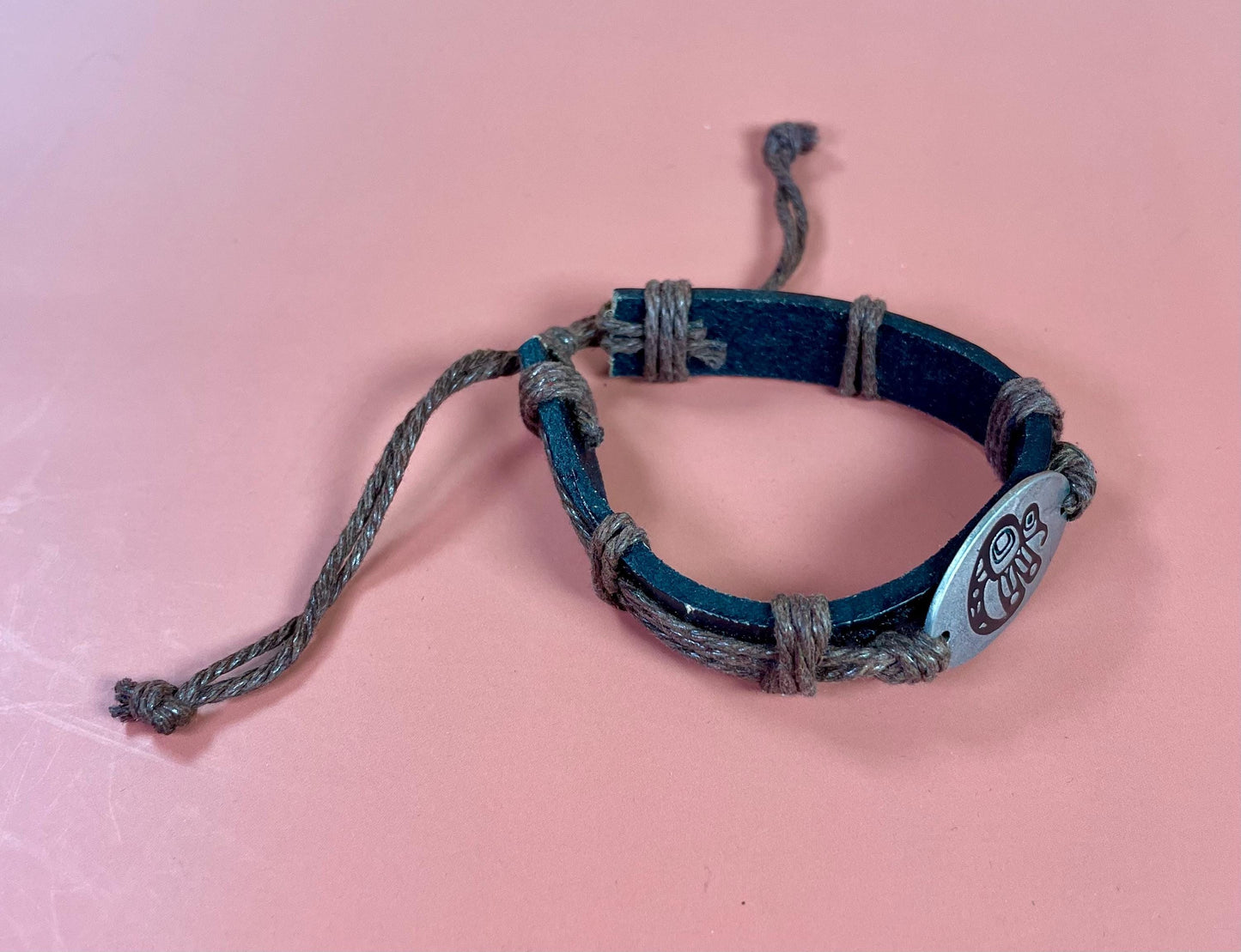 Handcrafted Leather Bracelet with Tribal Eagle Design