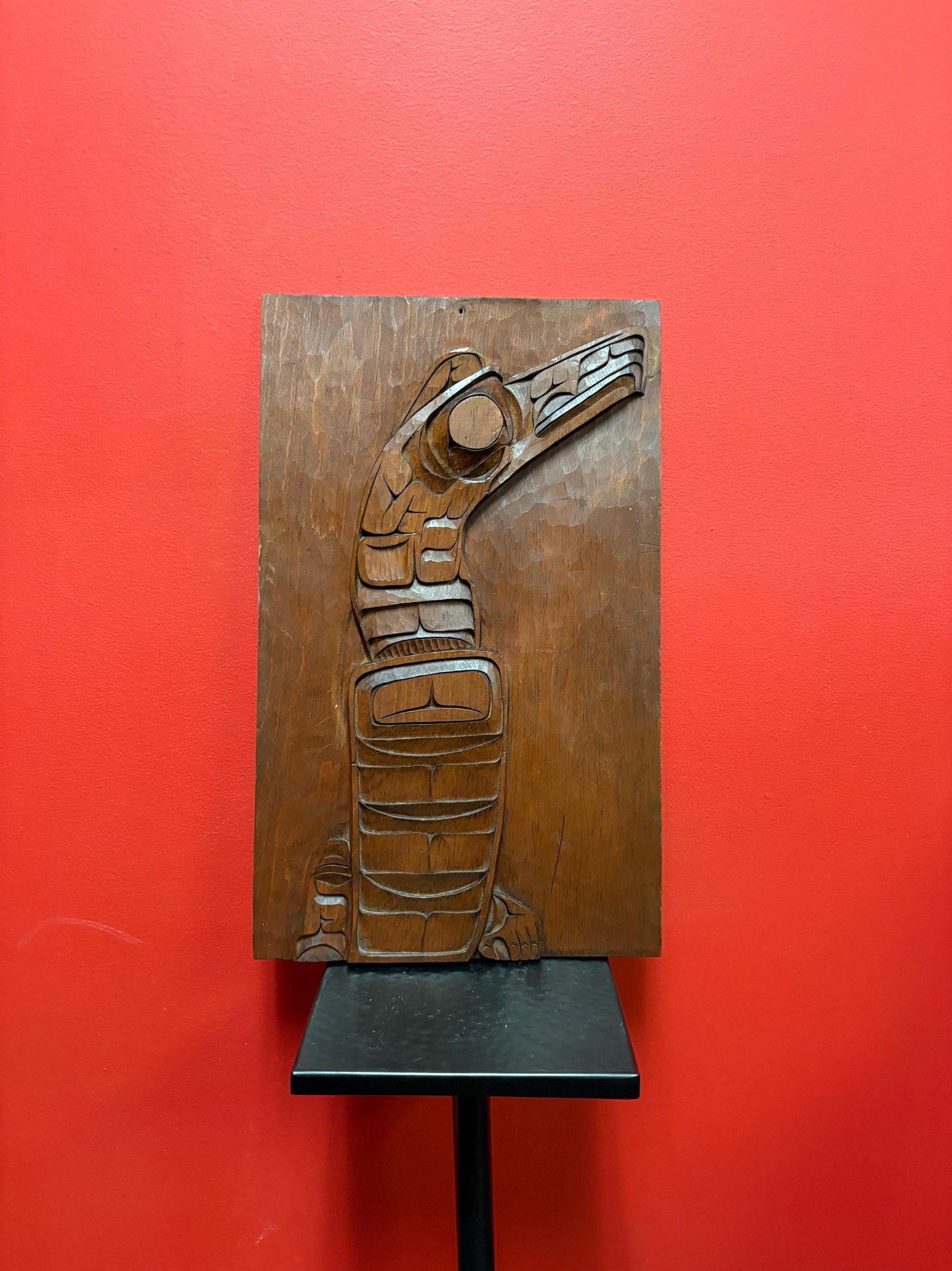 Beautiful 18 x 11 signed indigenous first nation Pacific north West Coast eagle panel   all from one piece  Eddy John  wow detail