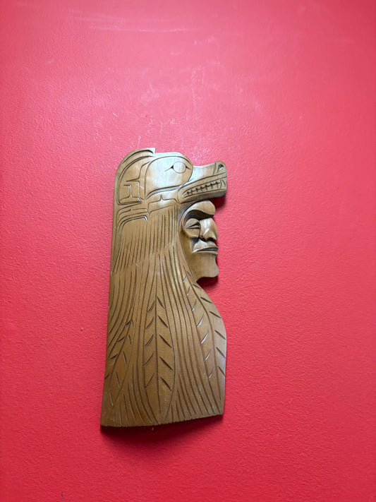Lovely 11 x 5 inch wide indigenous first nations Pacific Northwest Coast  Tyrone Joseph Dance of the Wolf plaque - wonderful  detail