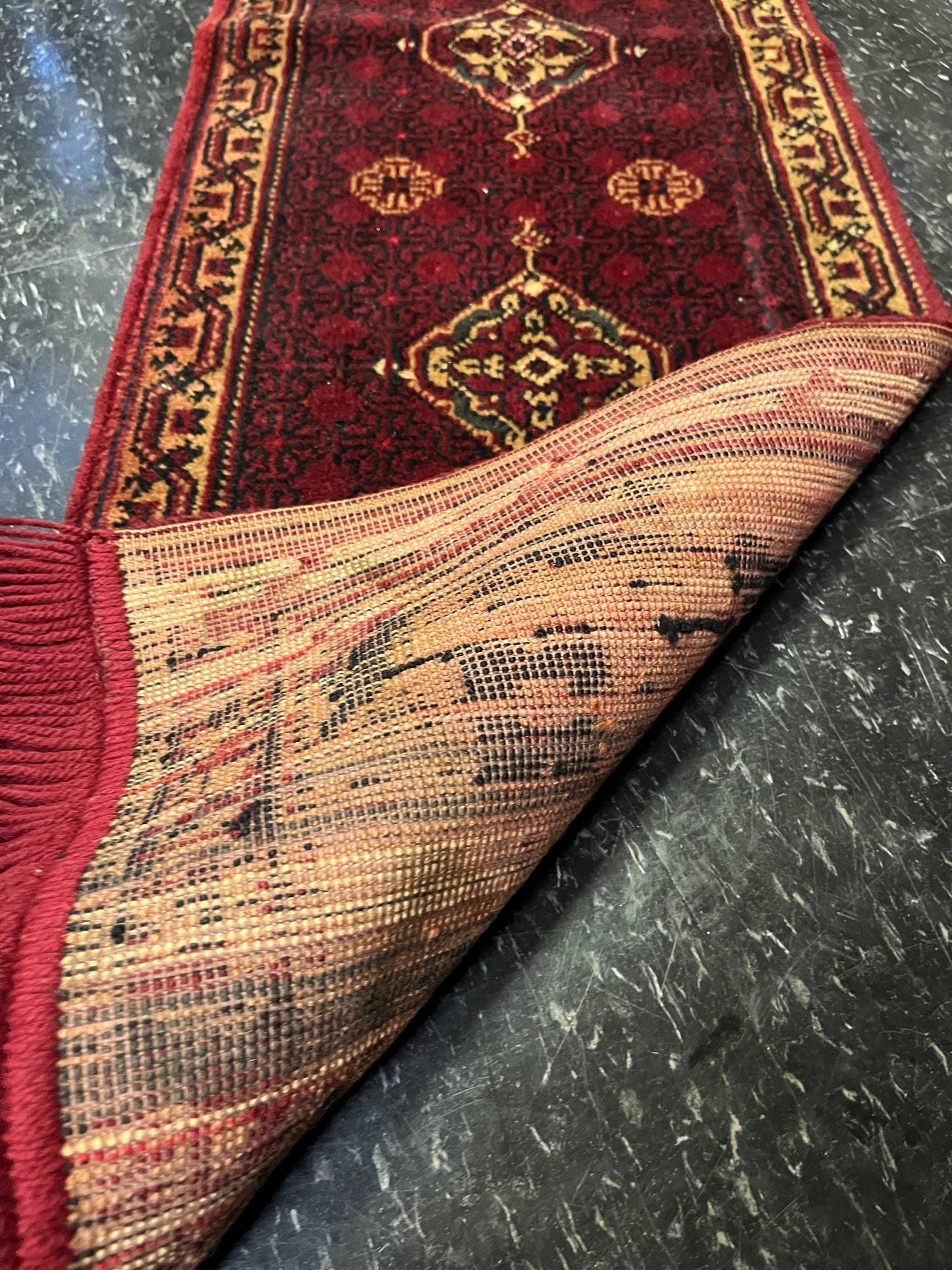 Stunning 58 x 15 inch antique Persian wool prayer rug in fabulous condition  great for a small space