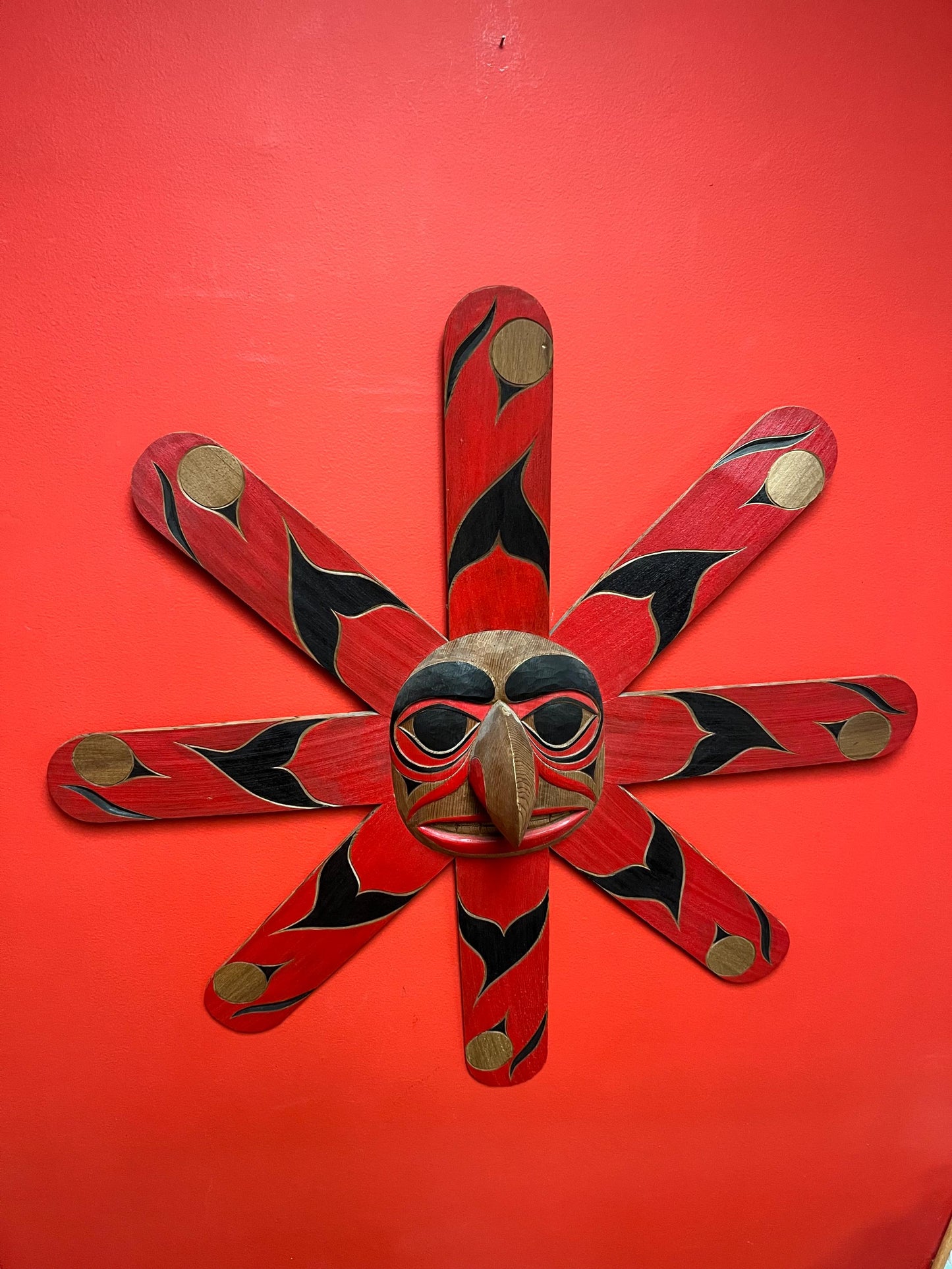 Fabulous 28 inch indigenous first nations pacific North West Coast Sun  mask  unsigned  from Vancouver Canada  wow