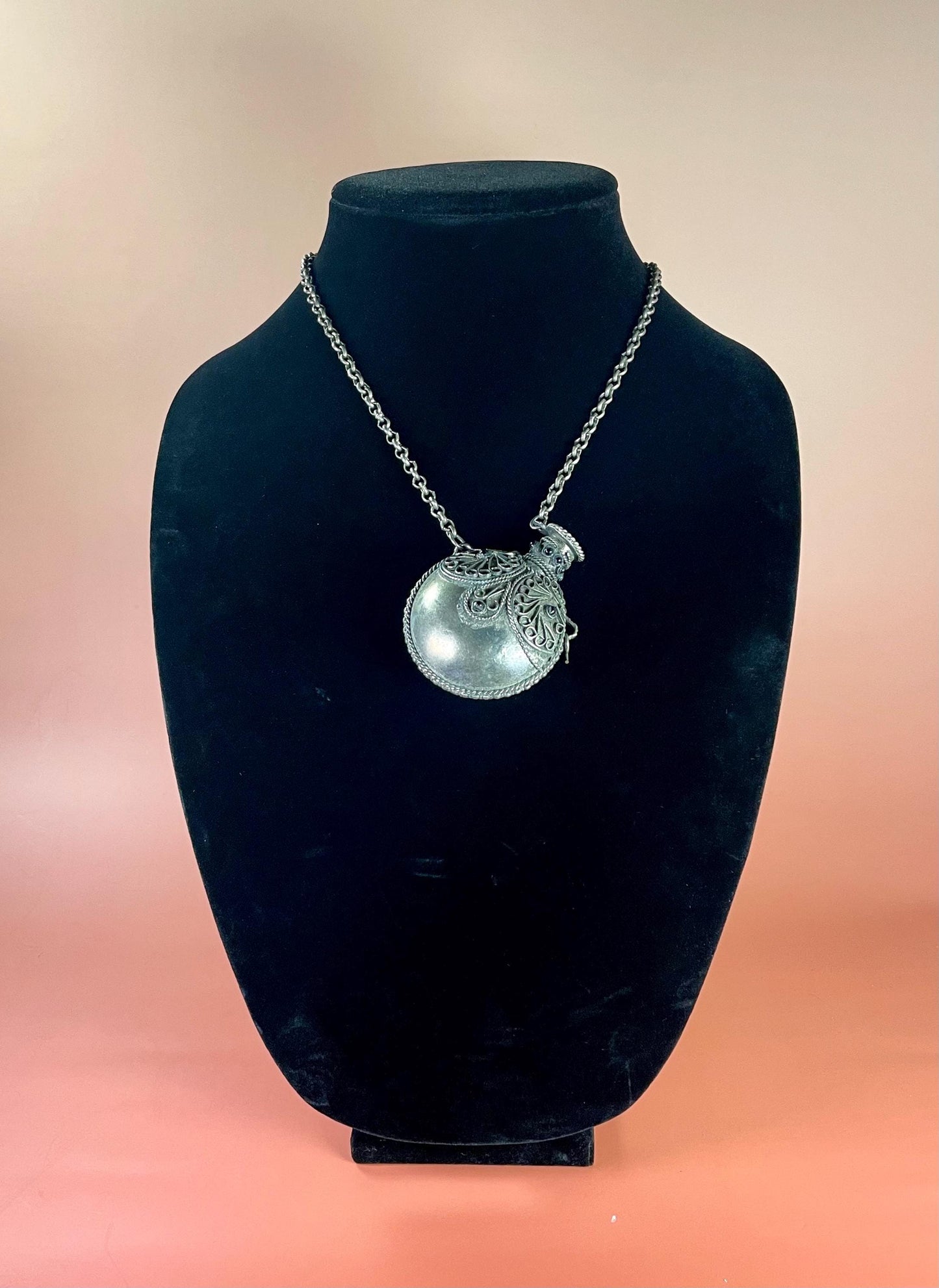 Persian untested silver Snuff Bottle Necklace