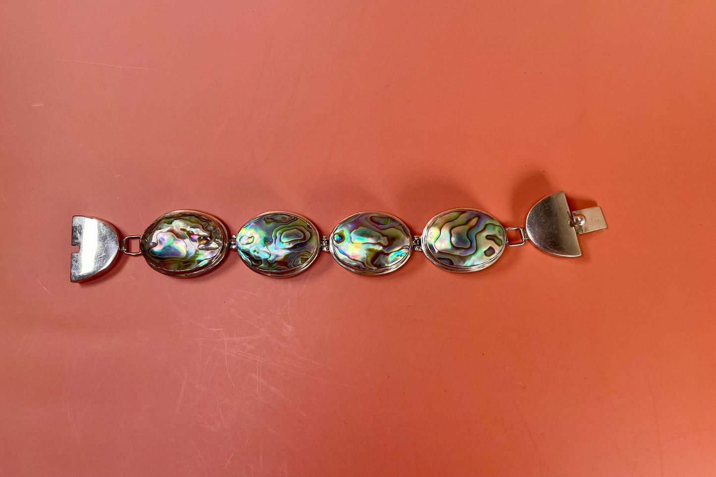 Stunning Native Abalone and Sterling Silver Bracelet
