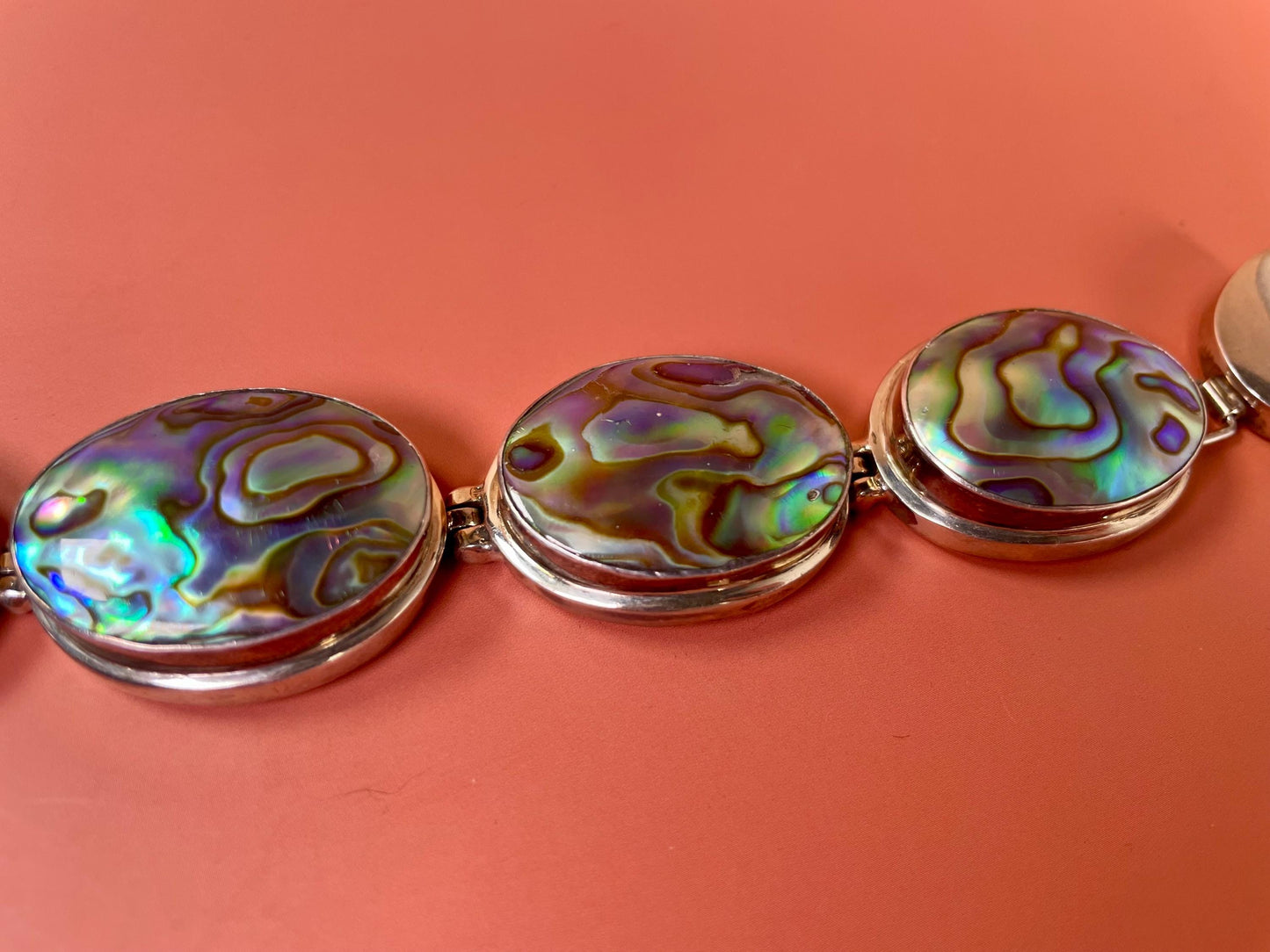 Stunning Native Abalone and Sterling Silver Bracelet