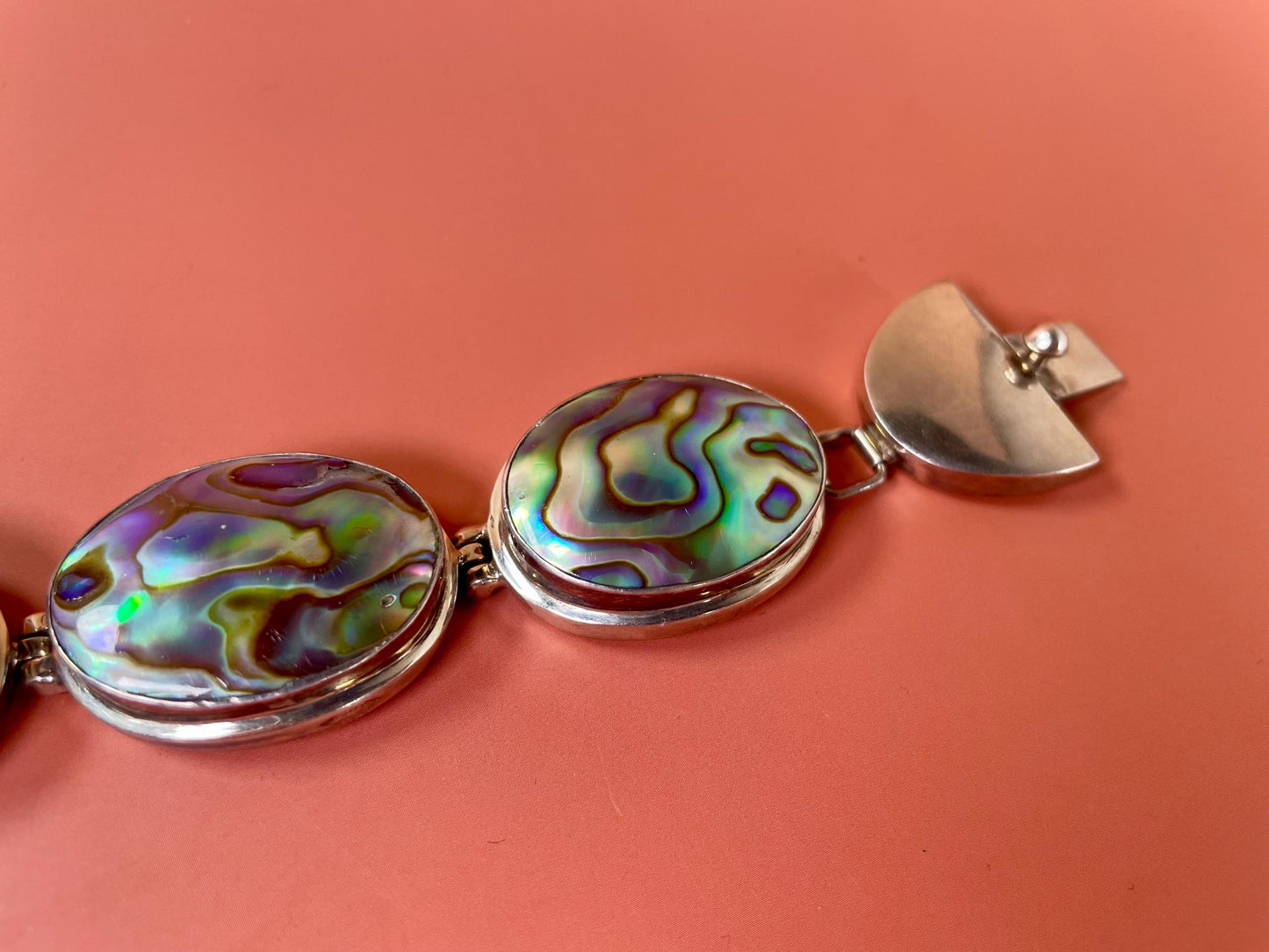 Stunning Native Abalone and Sterling Silver Bracelet