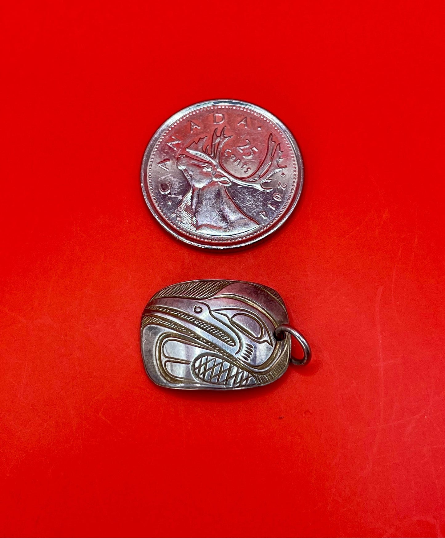 Beautiful indigenous first Nations Pacific Northwest Coast Sterling .75 inch pendant  - perfect gift