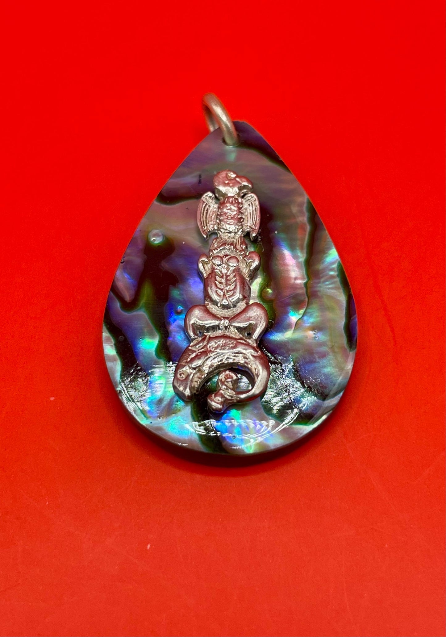 1.5 inch Indigenous First Nations Sterling and abalone necklace  amazing gift