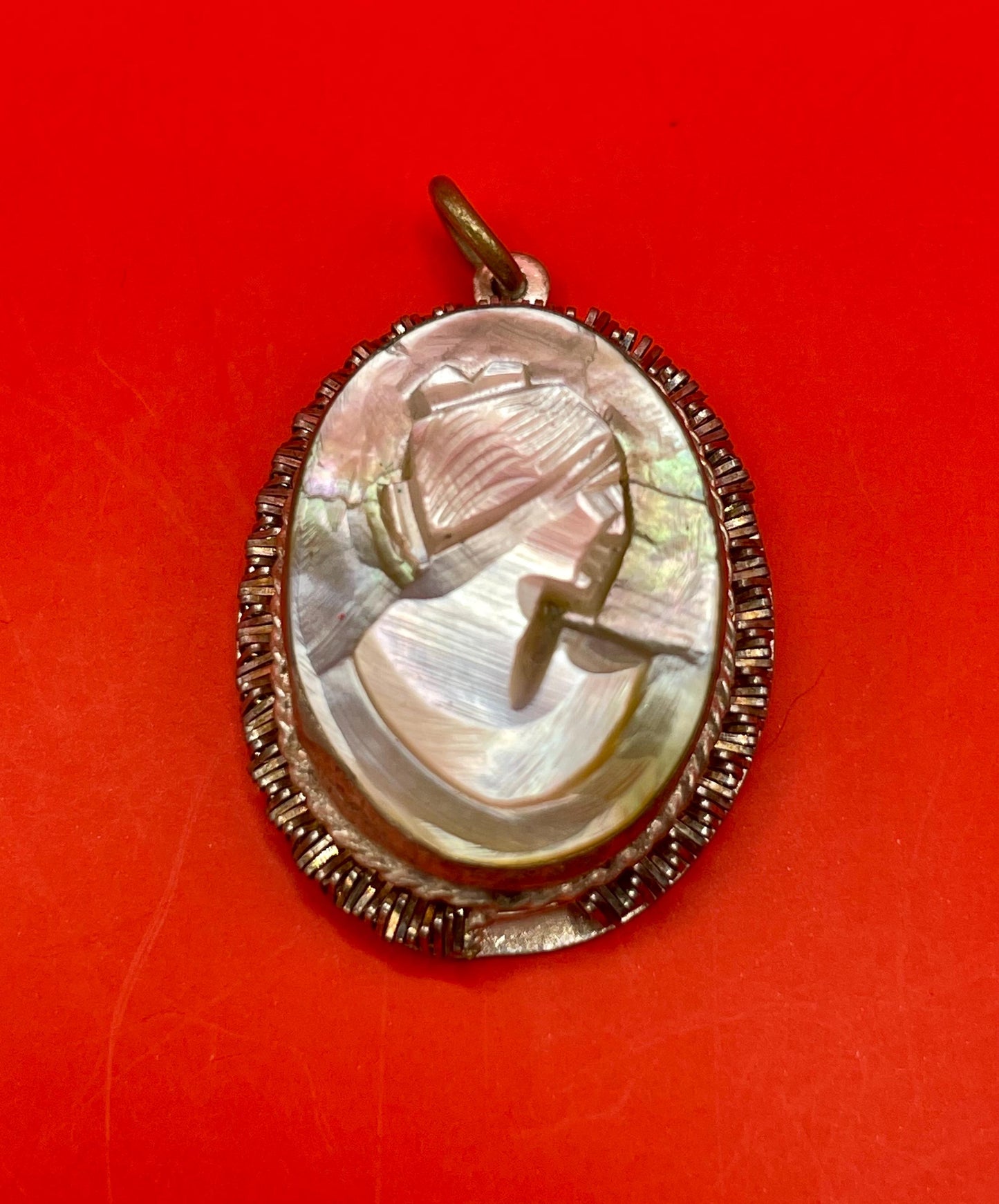 1 inch long Carved abalone shell pendant  lovely