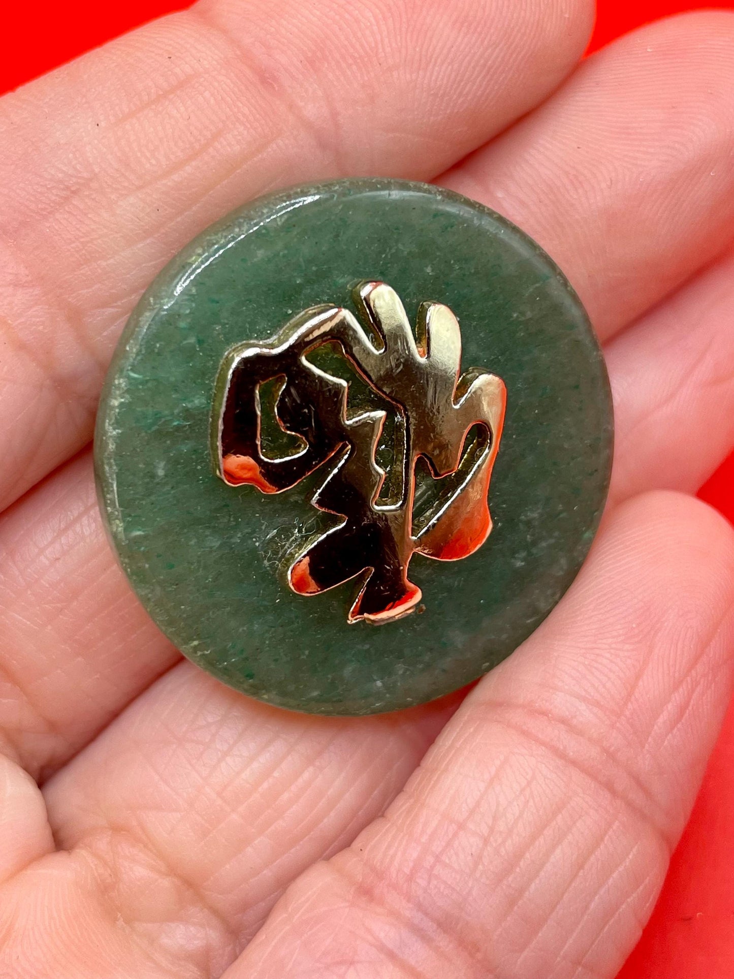 Lovely old Chinese untested, gold and jade pendant   beautiful and good value  1.25 inches long