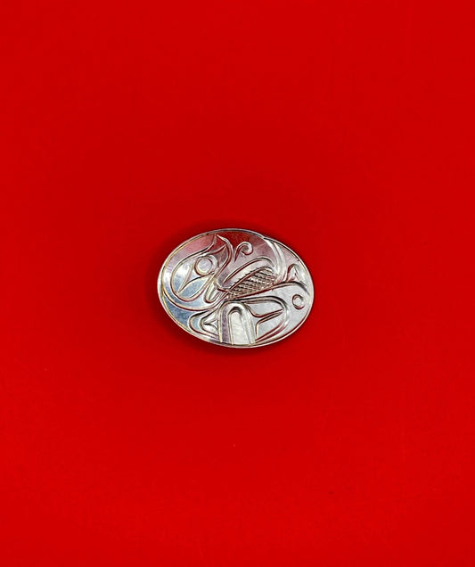 Stunning Indigenous First Nations pacific northwest coast raven pendant brooch by Paddy Seaweed  great detail  great gift
