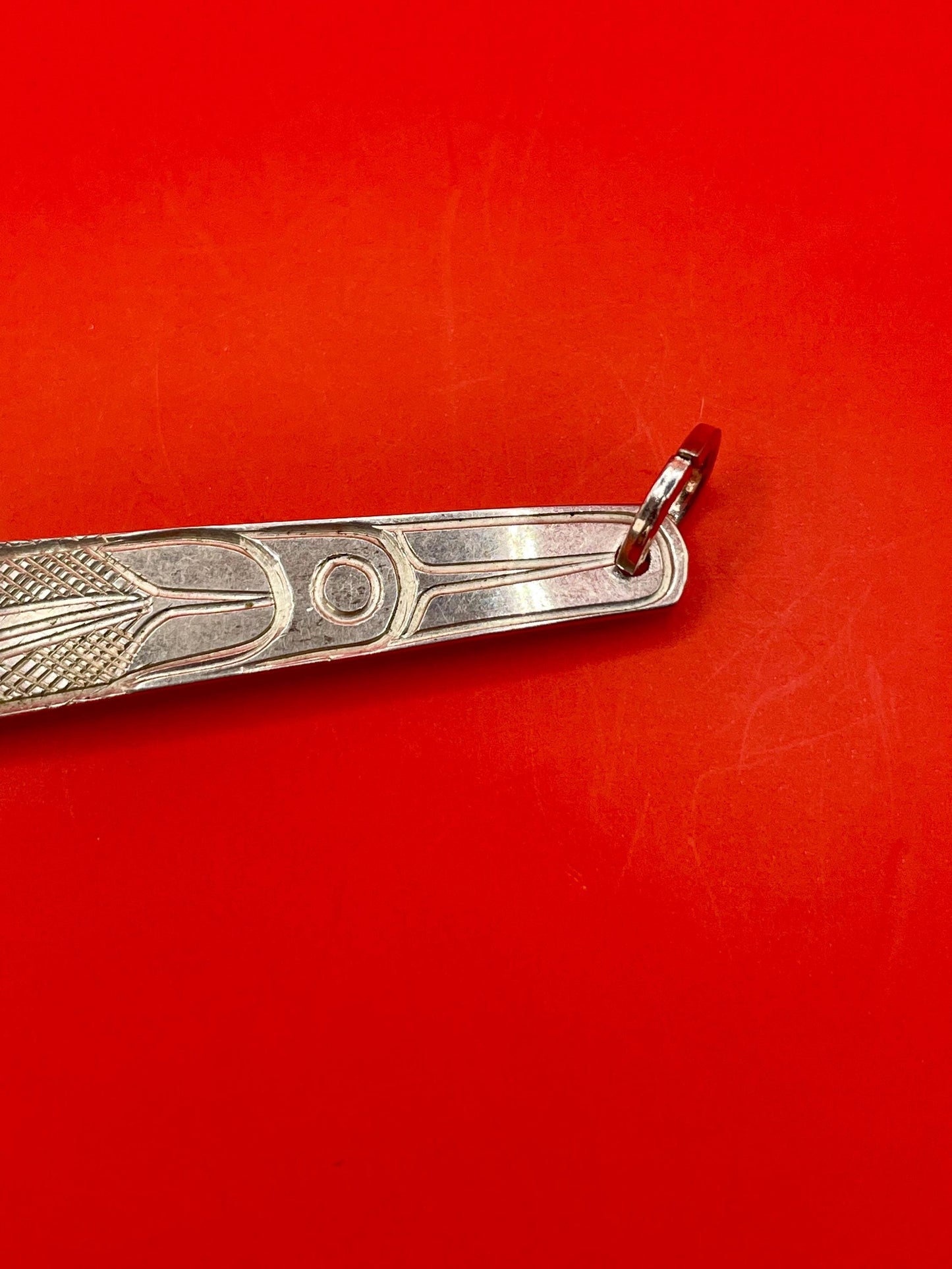 Beautiful indigenous first nations Pacific northwest coast sterling silver hummingbird pendant