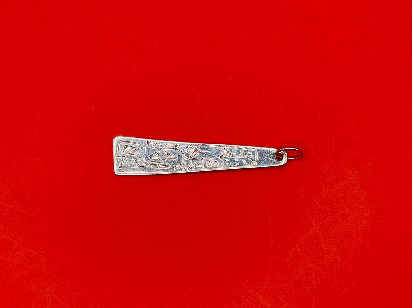 Beautiful indigenous first nations Pacific northwest coast sterling silver wolf pendant