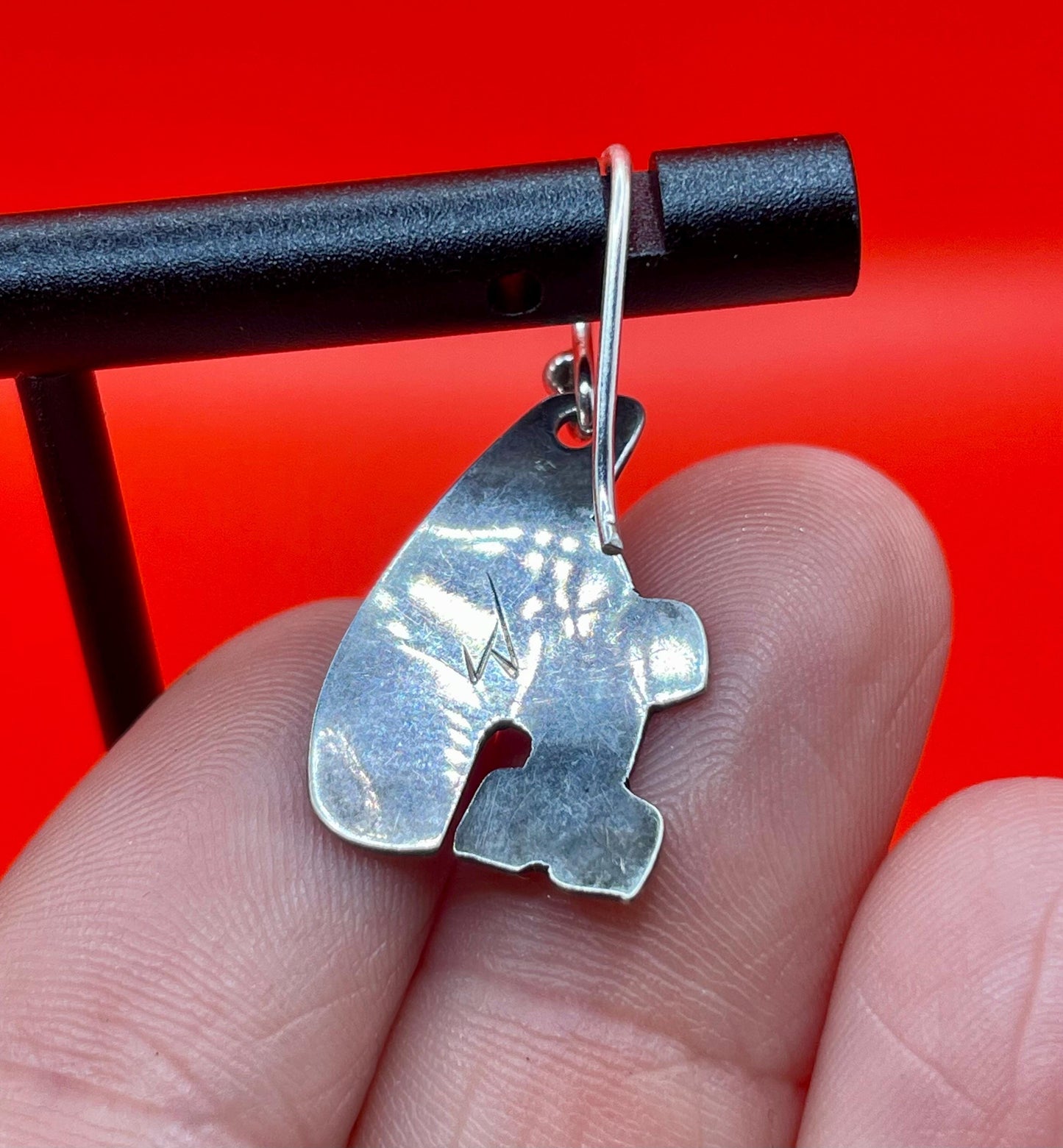 Fabulous indigenous first nations Pacific Northwest coast sterling handmade orca earrings - wow  best gift   1.25 inches long