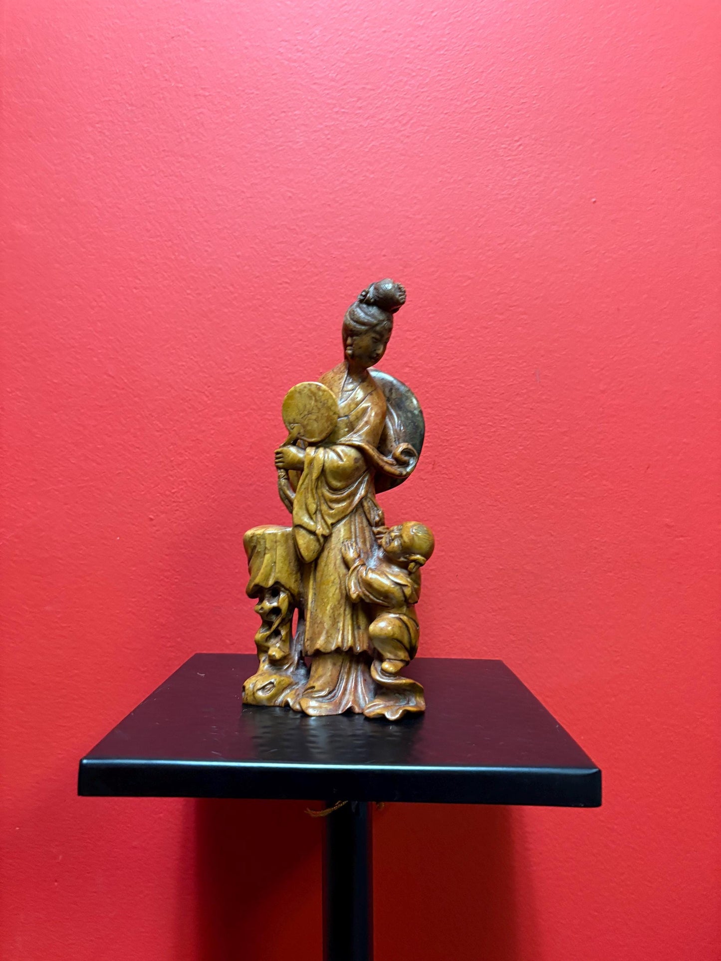 Gorgeous antique Chinese stone statue of woman and child wonderful detail and great value - Chinese antiques