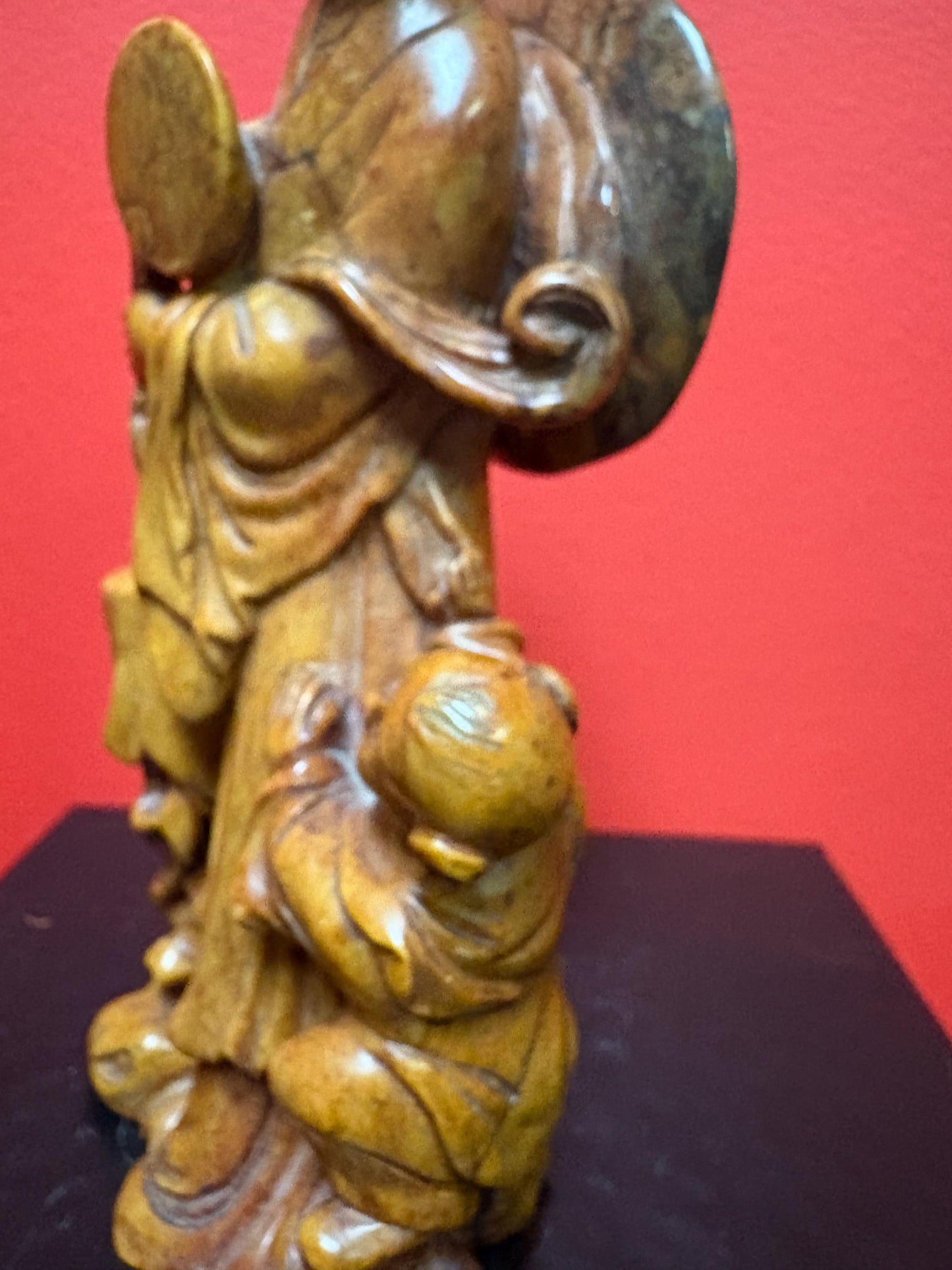 Gorgeous antique Chinese stone statue of woman and child wonderful detail and great value - Chinese antiques