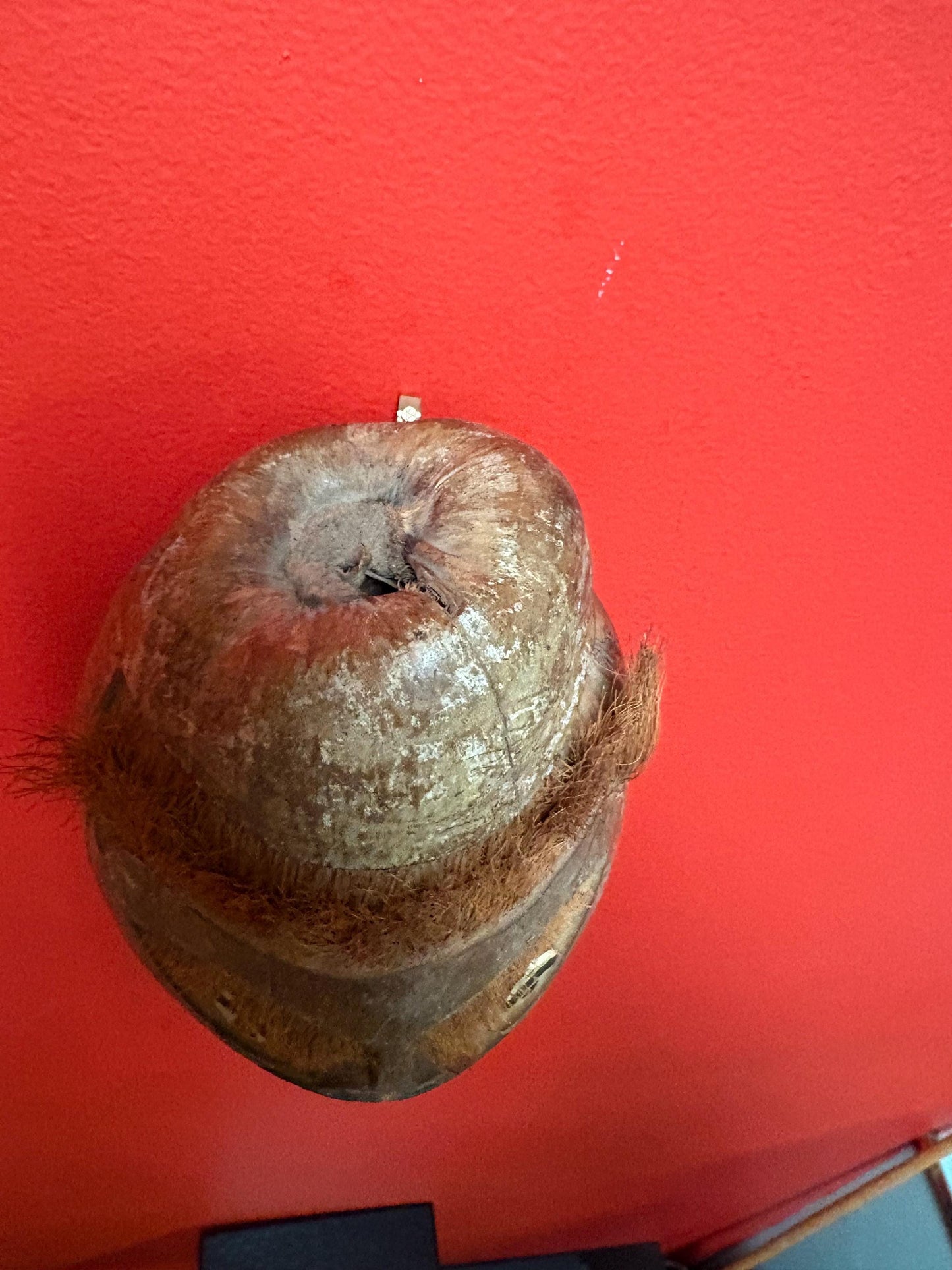 Very cool vintage Cambodian coconut mask  8 x 4.5“  so much character