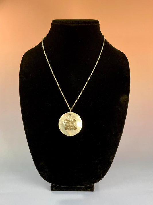 Native First Nations Sterling Silver and Abalone Pendant Necklace