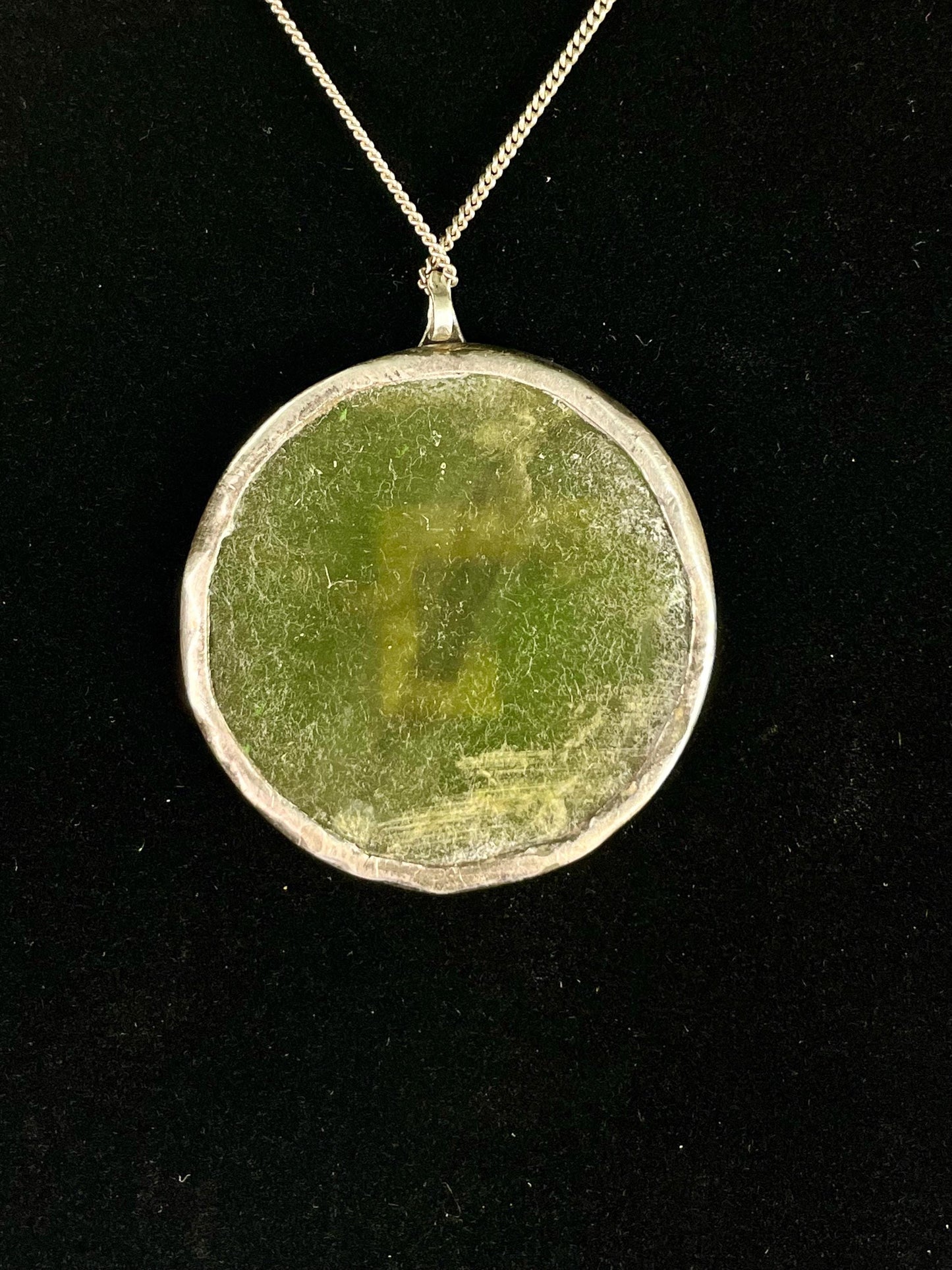 Sterling Silver and Jade pendant Necklace