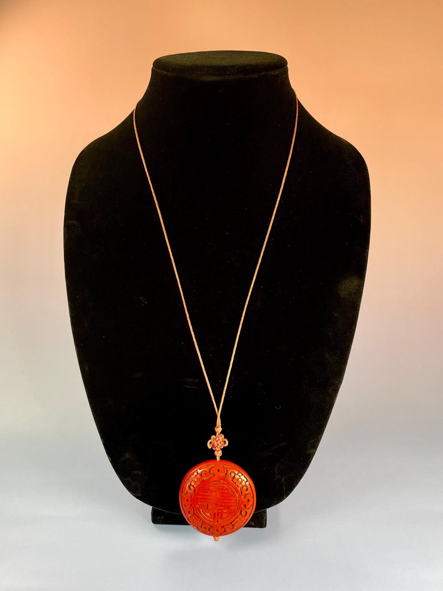25 inch Chinese Cinnabar Necklace