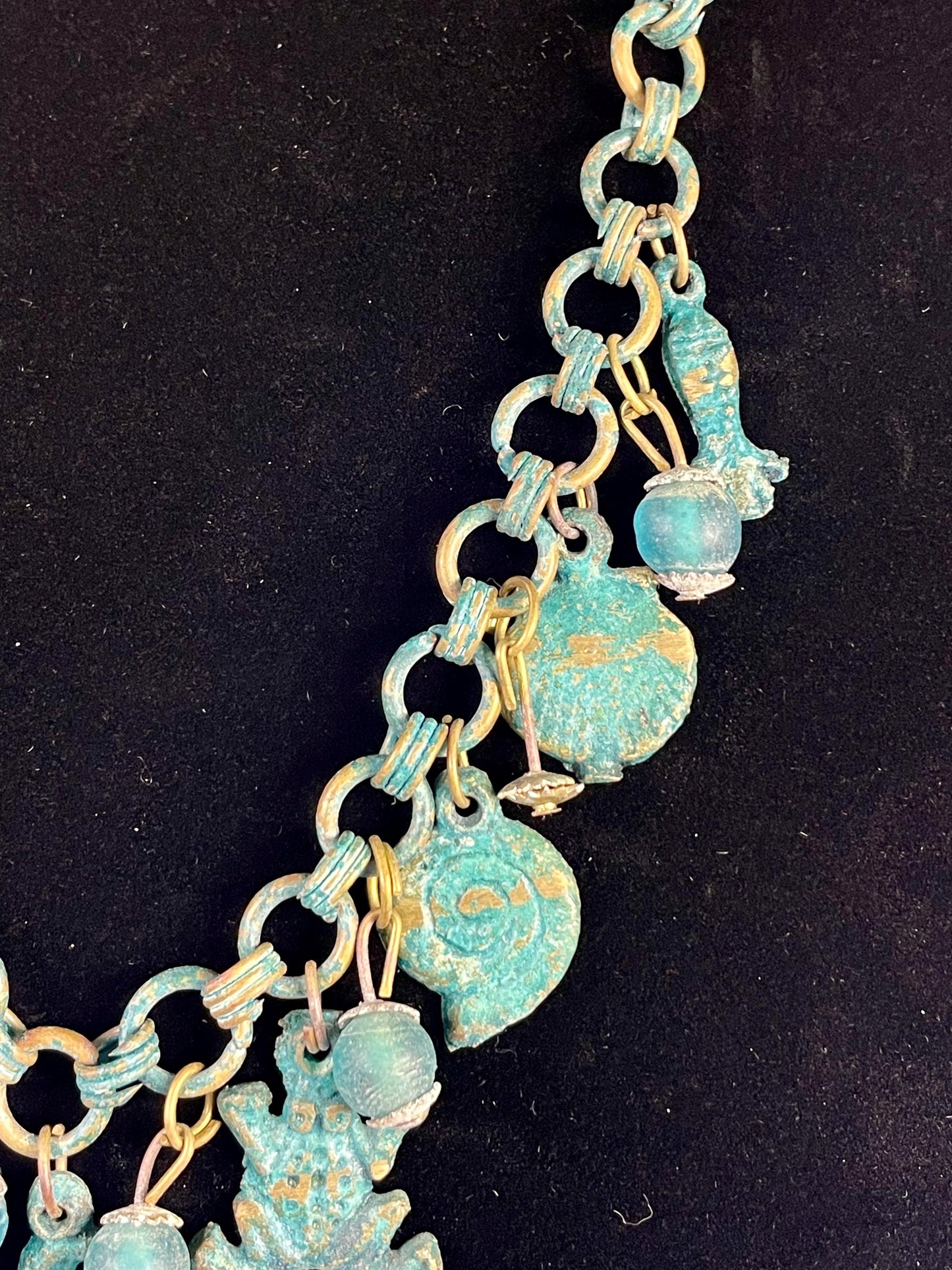 Lovely ocean themed bronze necklace - approximately 25 inches long  very unusual and cool