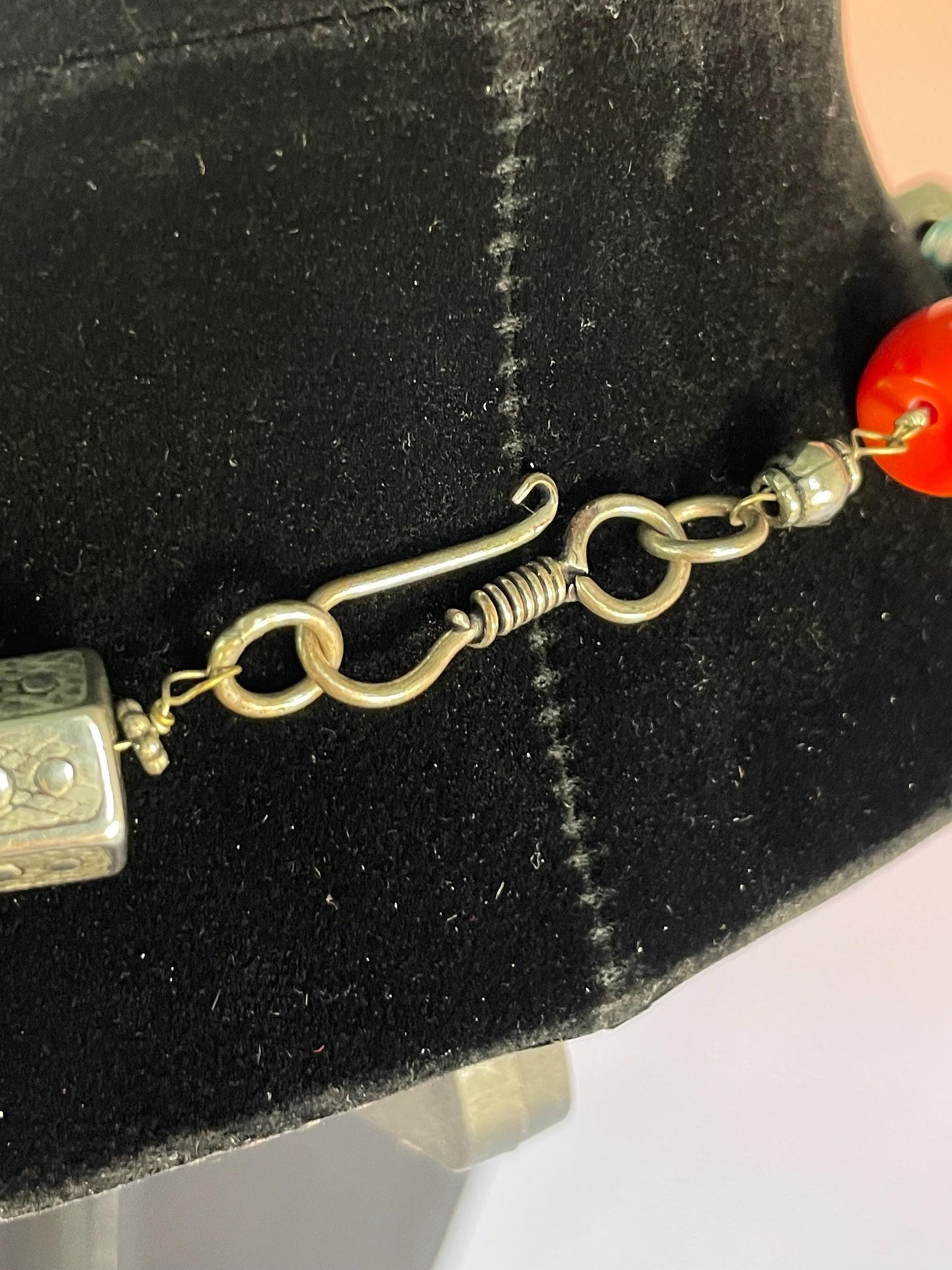 Approximately 18 inch beads and untested silver necklace