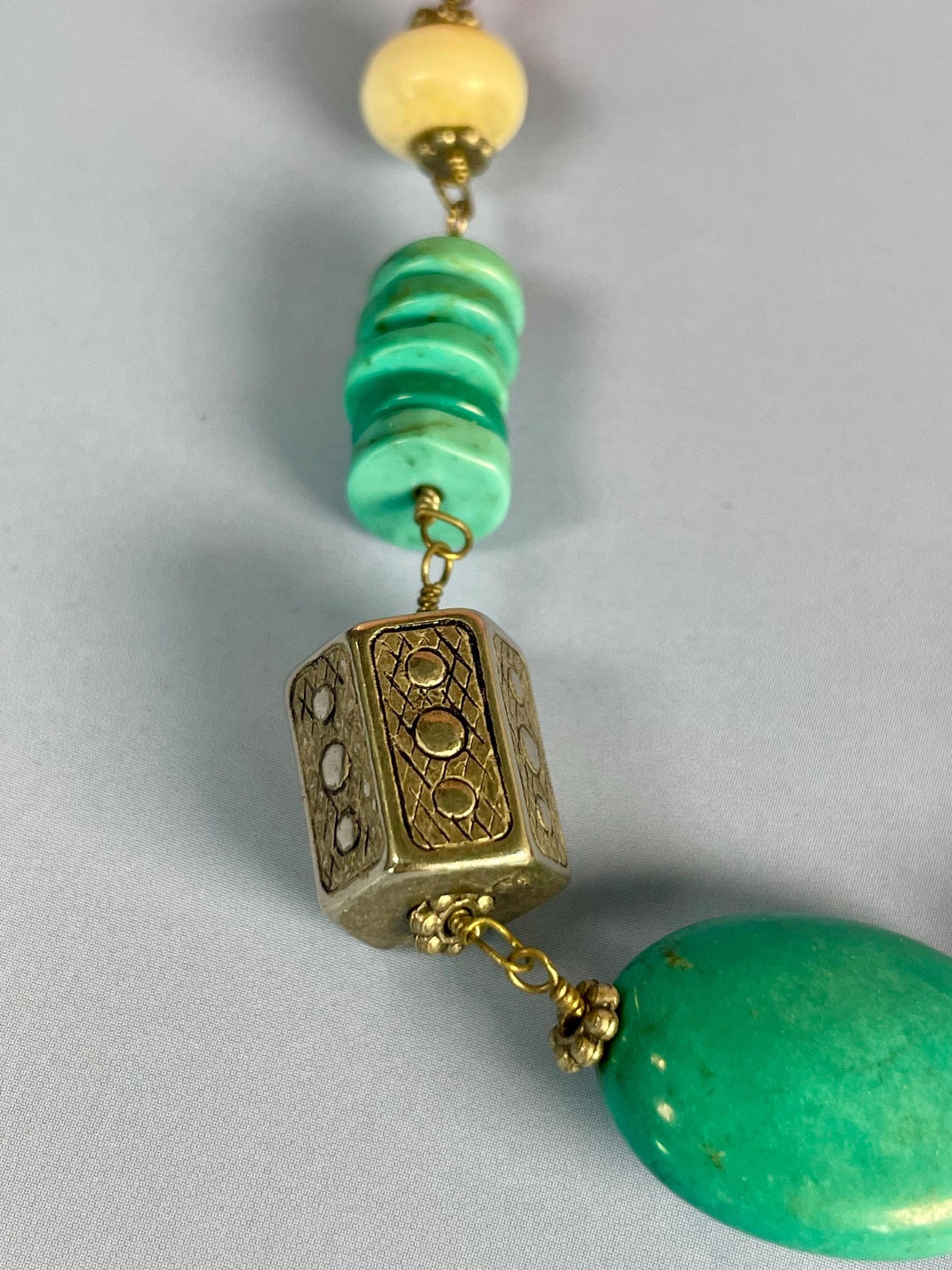 Approximately 18 inch beads and untested silver necklace