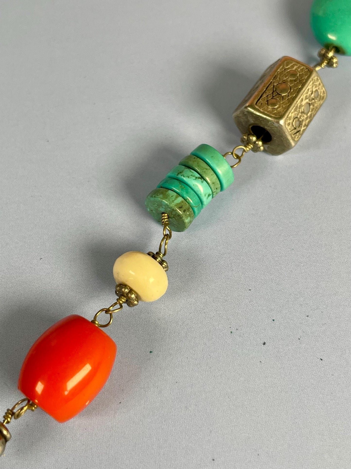 Approximately 18 inch beads and untested silver necklace