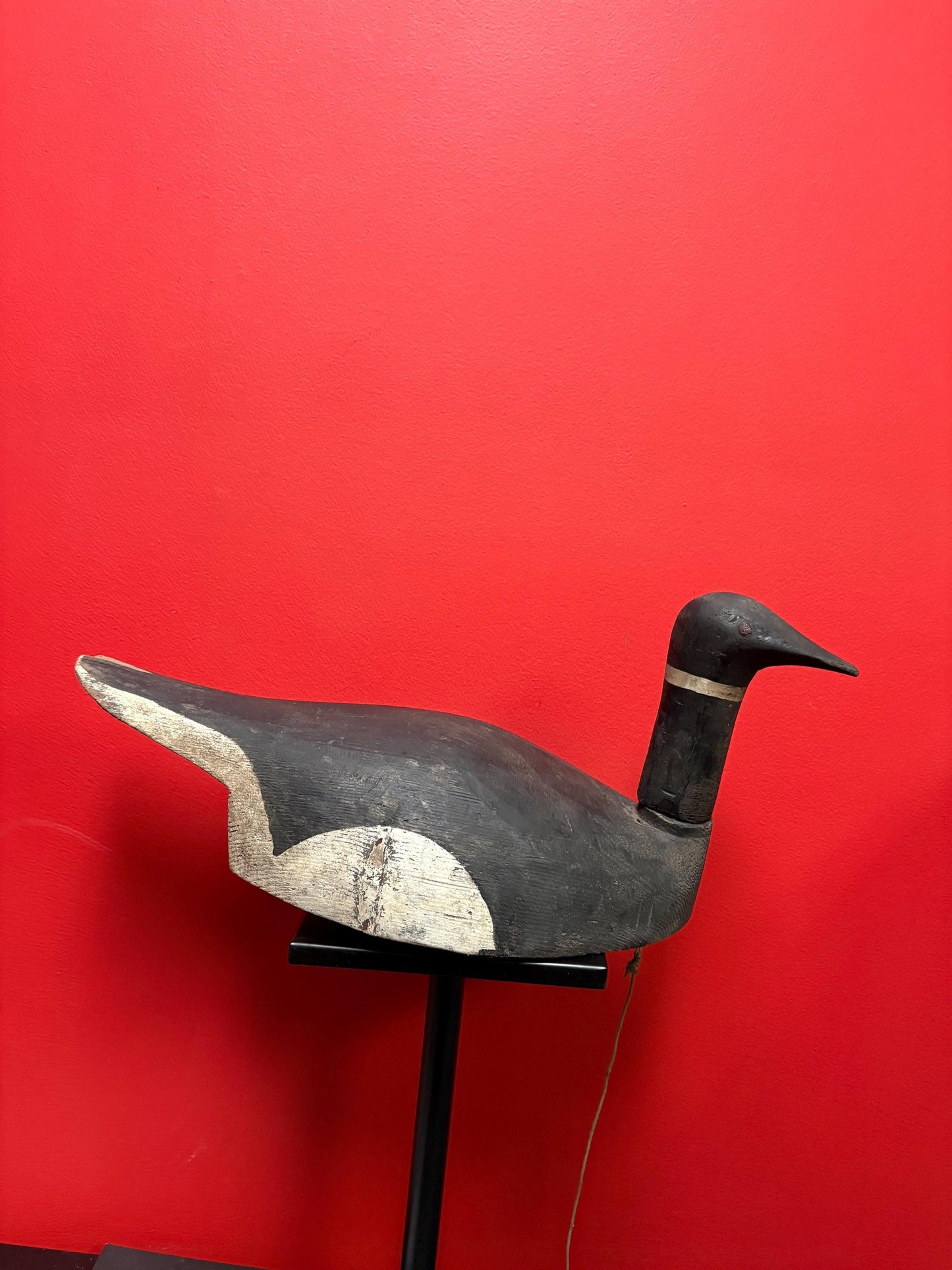 Stunning antique Canadian duck decoy   20 x 9 high  chip on tail  great patina  wonderful example
