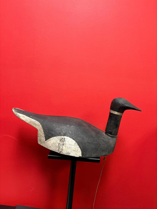 Stunning antique Canadian duck decoy   20 x 9 high  chip on tail  great patina  wonderful example