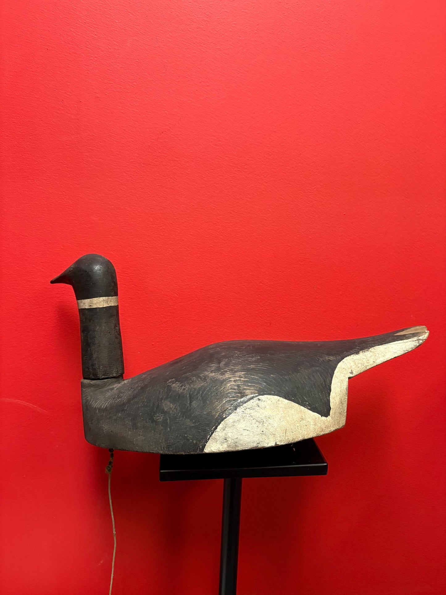 Stunning antique Canadian duck decoy   20 x 9 high  chip on tail  great patina  wonderful example