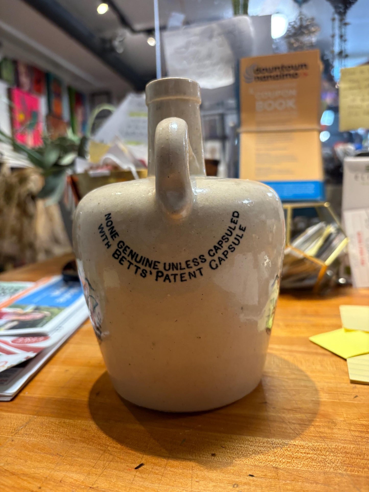 Rare Scottish 8 inch tall, Rob Roy Highland whiskey stoneware jug  - Perfect condition  great graphics  wow