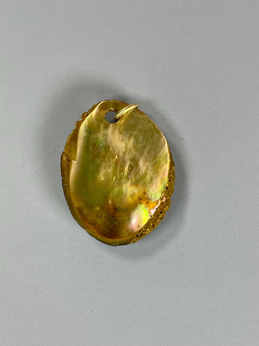 1.75 inch long raw abalone shell pendant  lovely condition