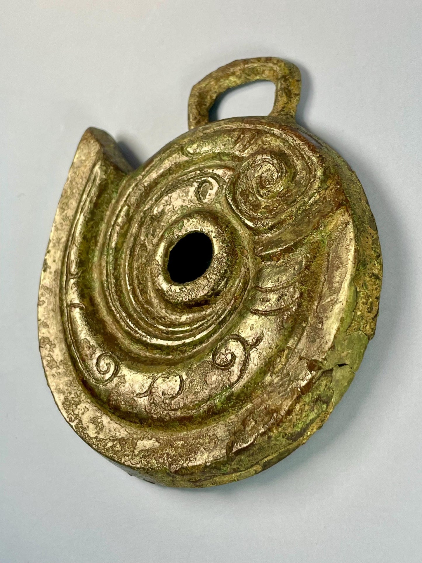 Unusual Large Old Bronze Pendant  wonderful Patina