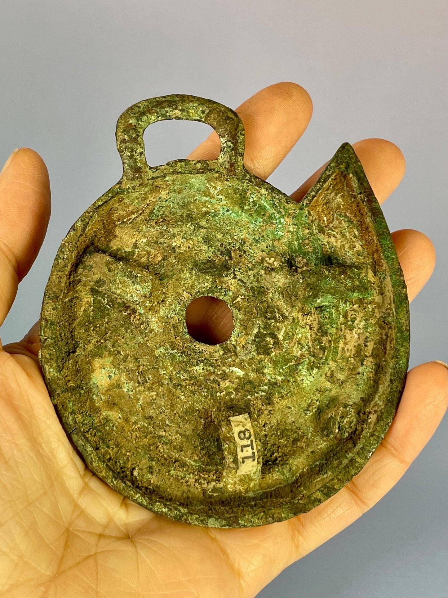 Unusual Large Old Bronze Pendant  wonderful Patina