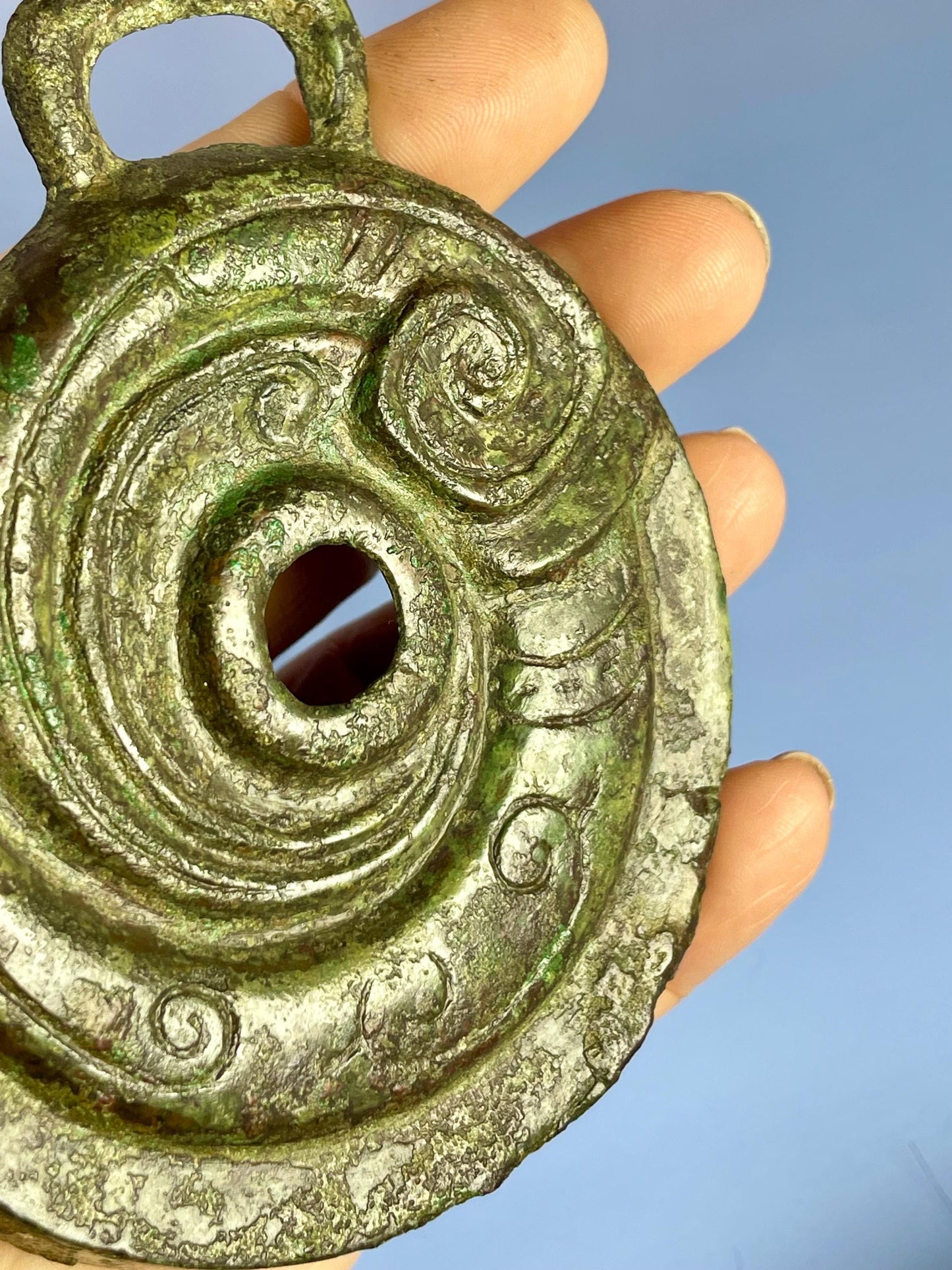 Unusual Large Old Bronze Pendant  wonderful Patina