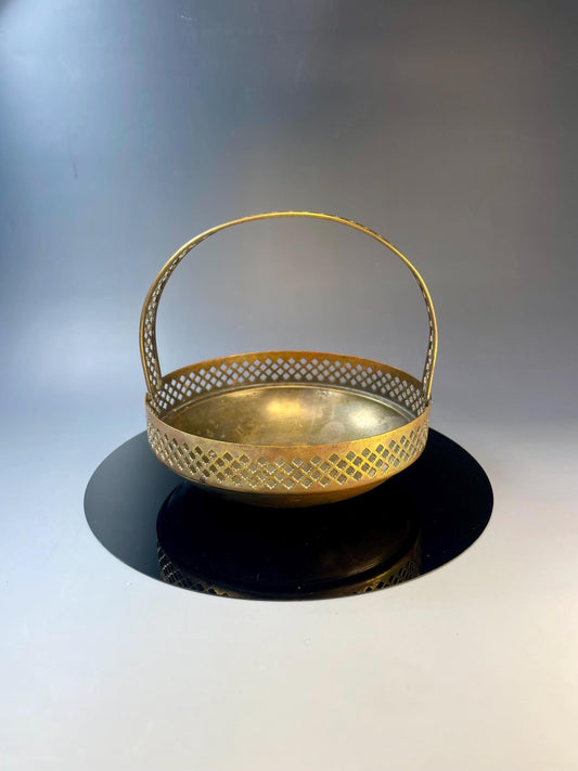 Vintage S.W. Farber New York Brass Basket with Handle