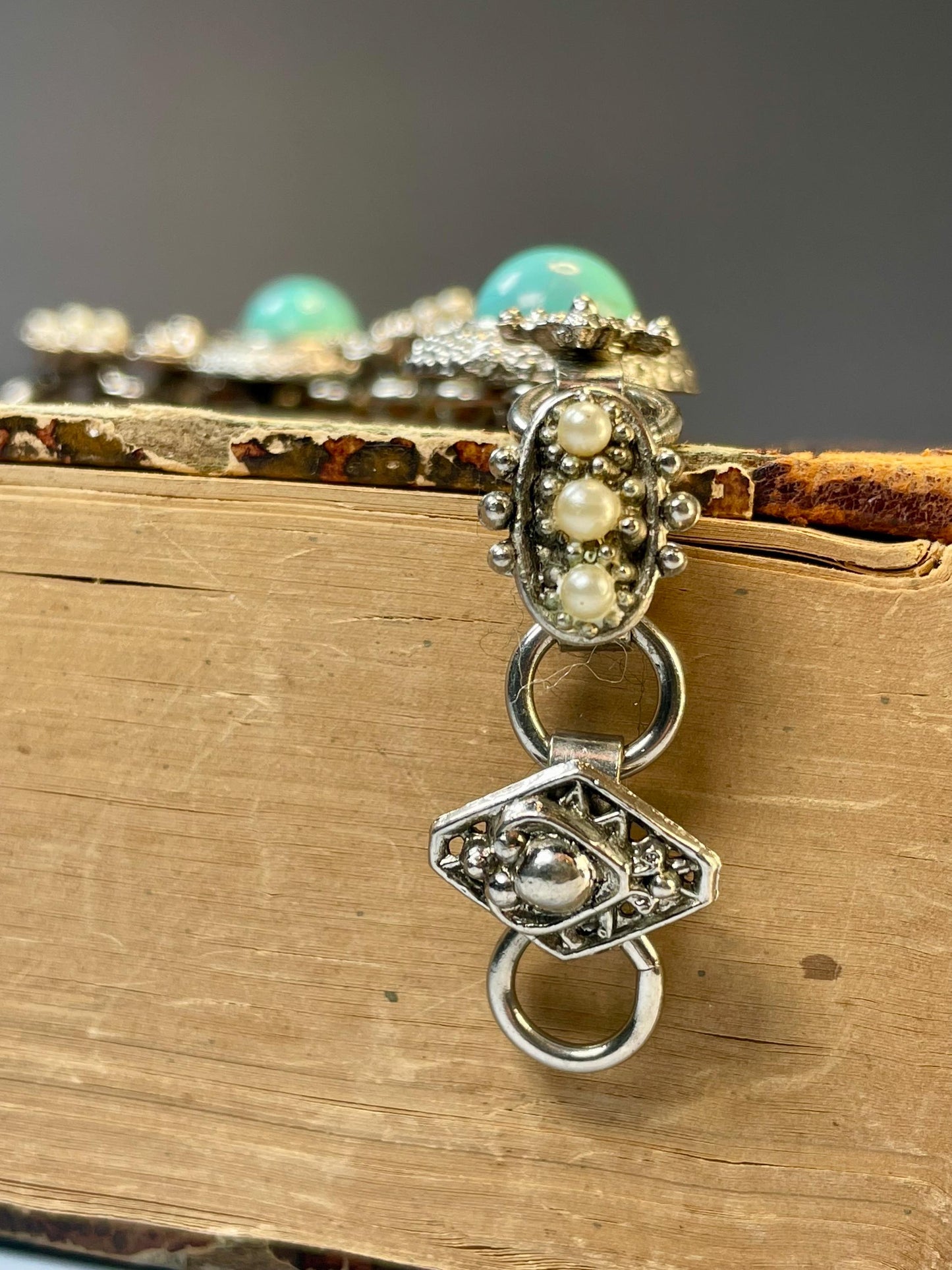 Southwestern Turquoise and Pearl Vintage Bracelet