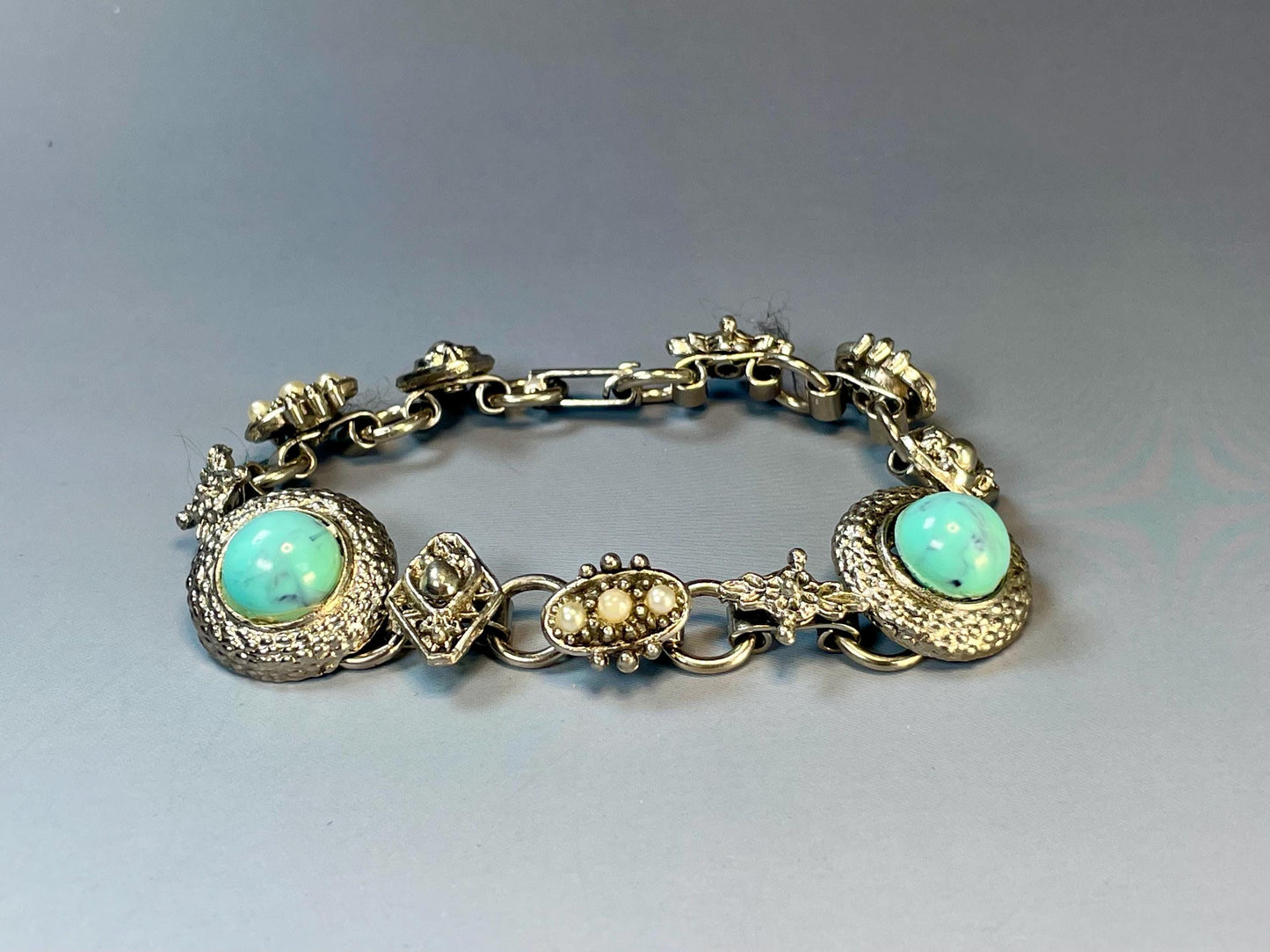 Southwestern Turquoise and Pearl Vintage Bracelet