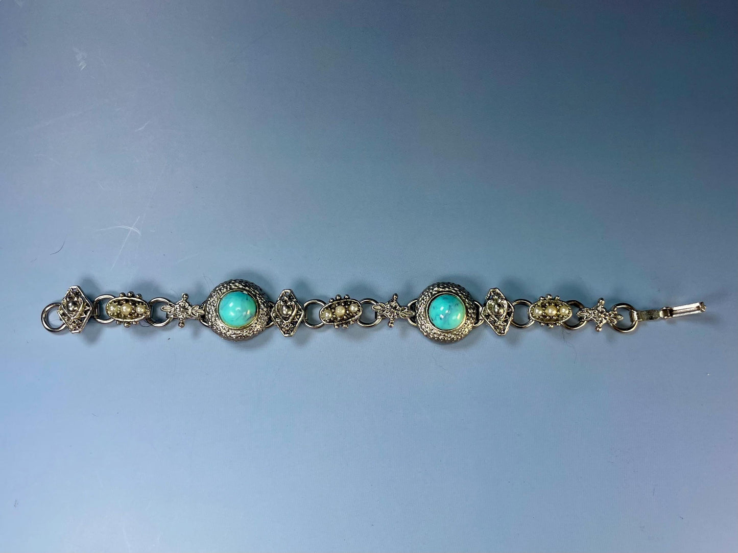 Southwestern Turquoise and Pearl Vintage Bracelet