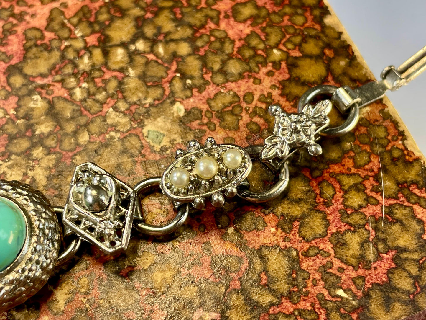 Southwestern Turquoise and Pearl Vintage Bracelet