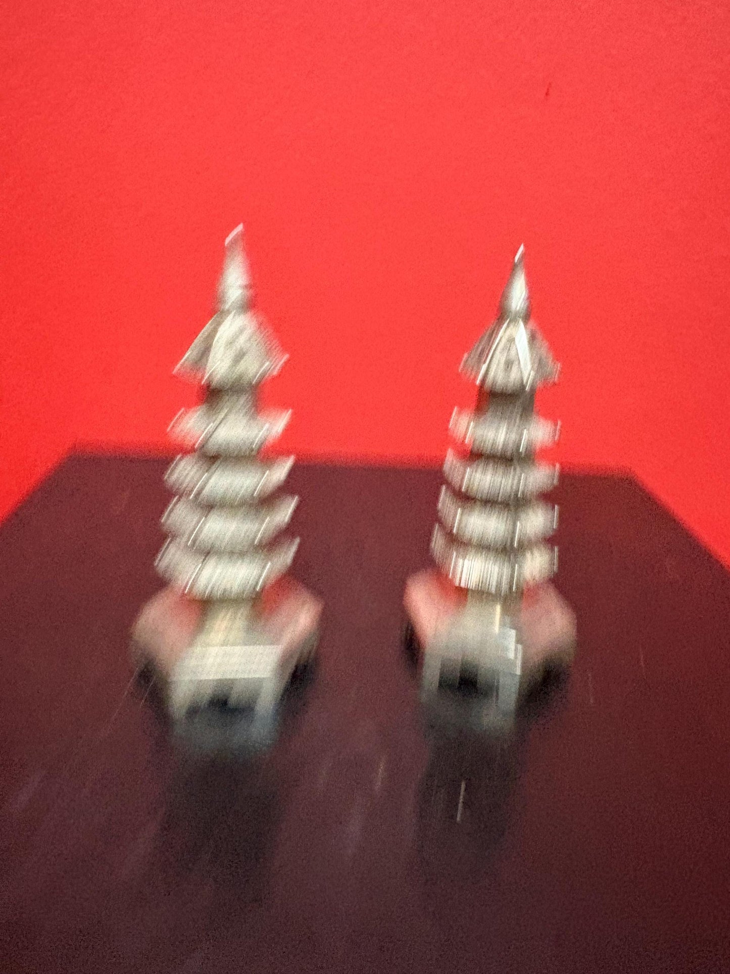 Beautiful Asian Sterling pagoda Salt-N-Pepper  3.25 inch high  stamped  great gift- lovely detail