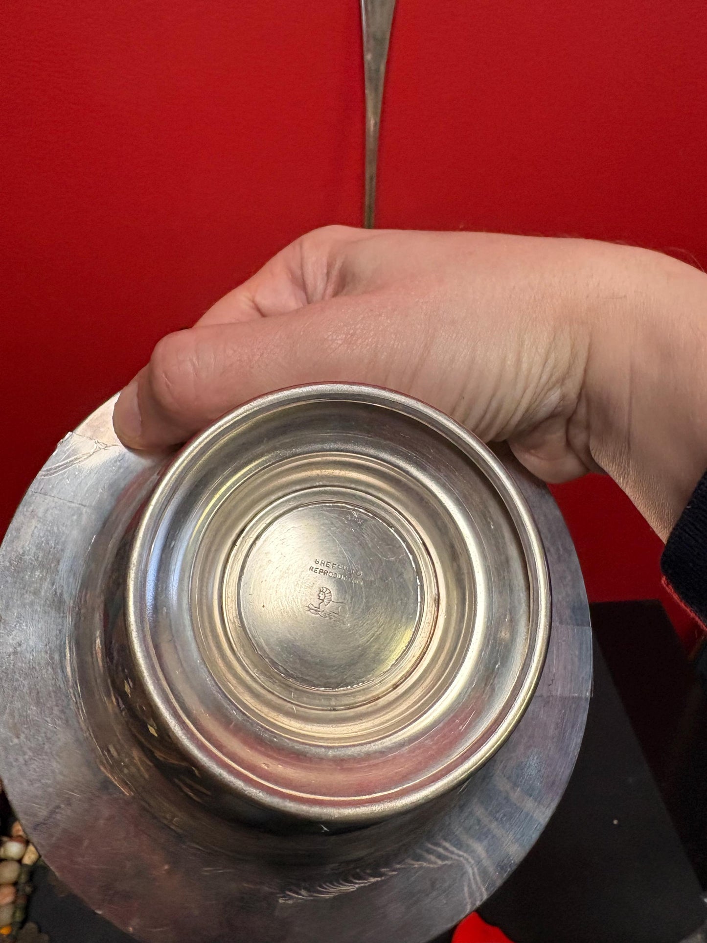 Antique silver plated ladle and bowl with cobalt blue liner  ladle 12 inches long and bowl 6 inches across great deal for both